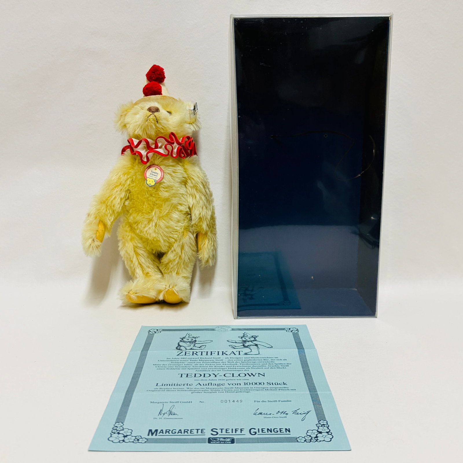 Steiff 1926 Teddy Clown, replica: Steiff 1926 Teddy Clown, replica ------------------ please review all pictures carefully because they are part of the description and show condition issues if any ------------------ please consider