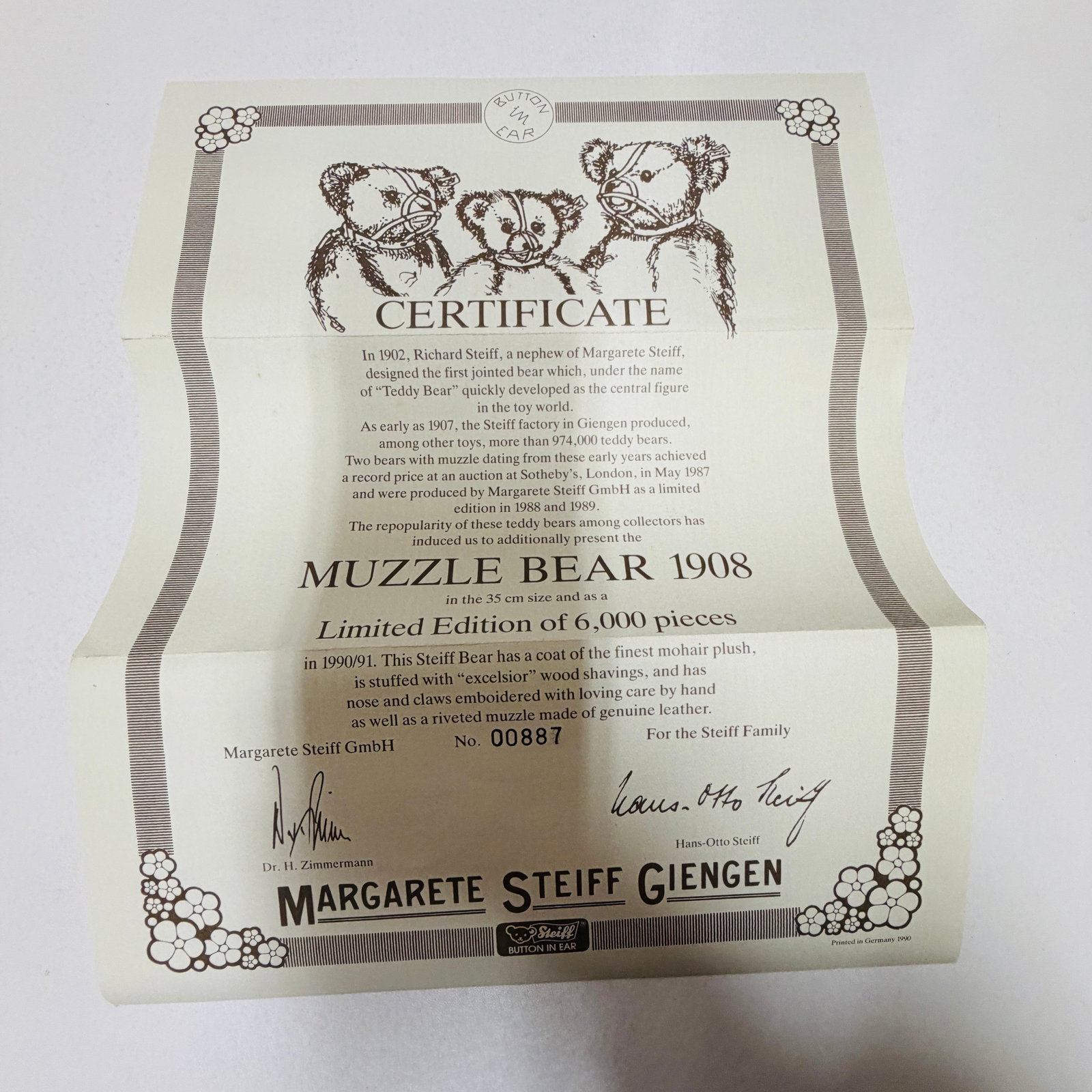 Steiff 1908 Muzzle Bear, Limited Edition, replica - 9