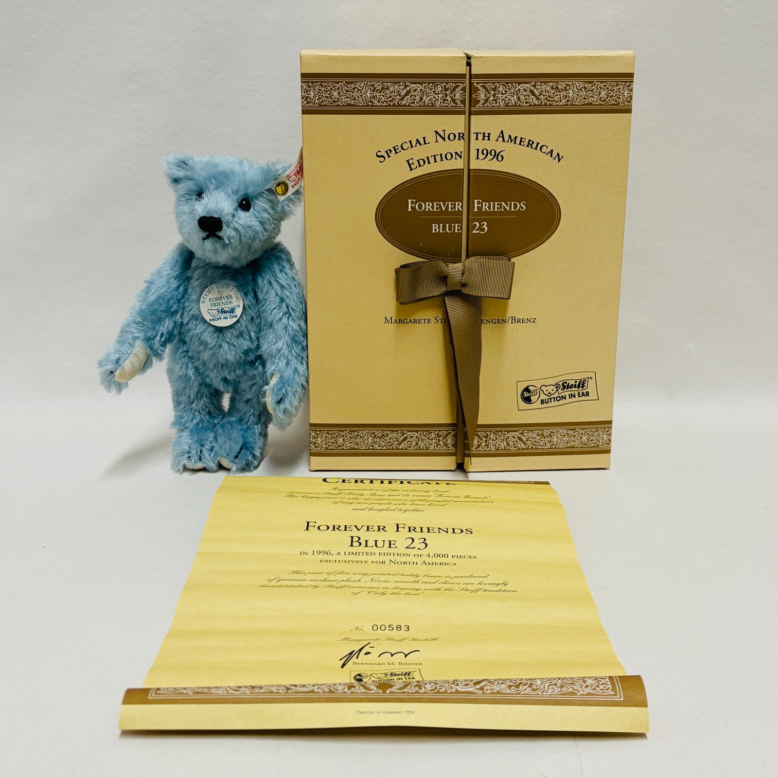Steiff Blue Mohair Forever Friends Teddy Bear, Limited Edition (1 of 12)