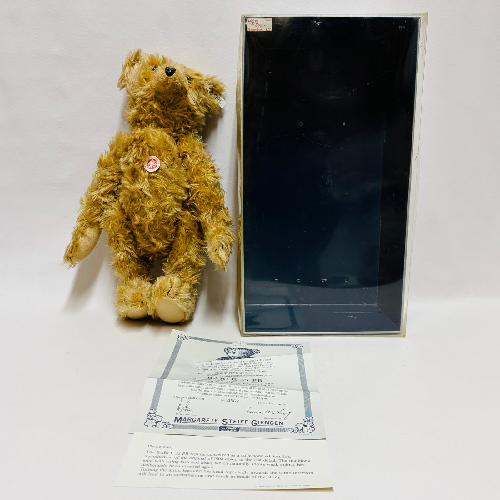 Steiff Barle 35 PB 1904 Teddy Bear, Limited Edition, replica: Steiff Barle 35 PB 1904 Teddy Bear, Limited Edition, replica ------------------ please review all pictures carefully because they are part of the description and show condition issues if any ---------