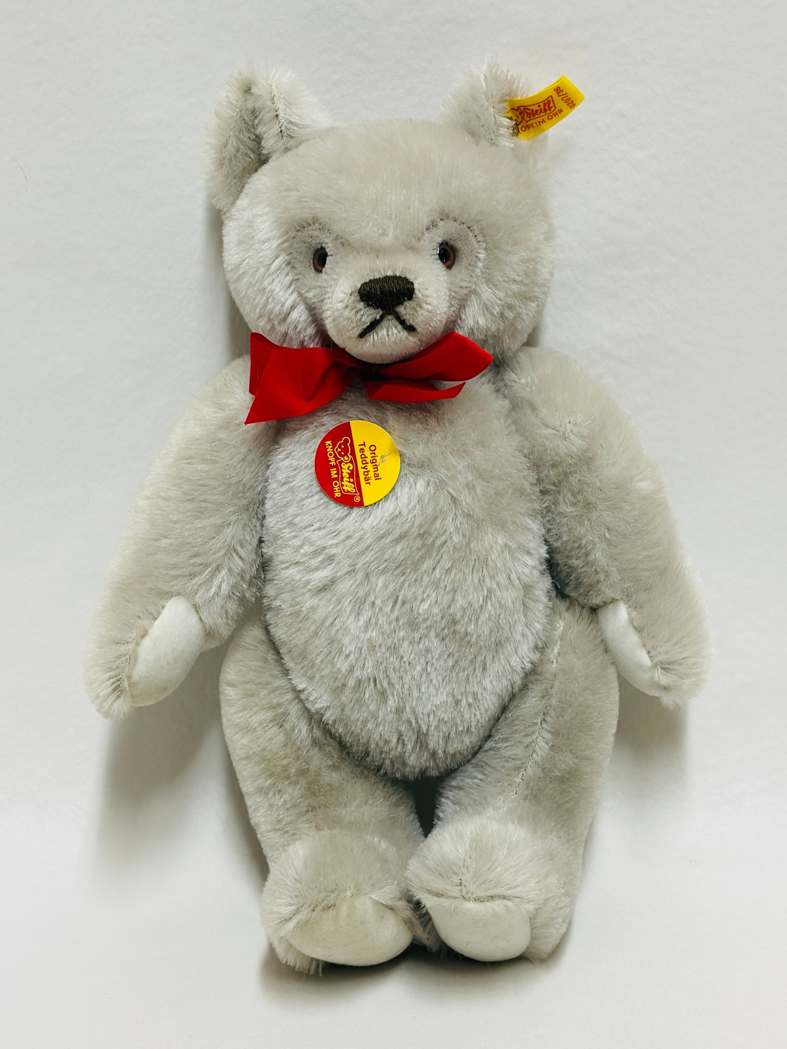 Steiff Original Teddy Bear, White Gray Mohair (1 of 7)