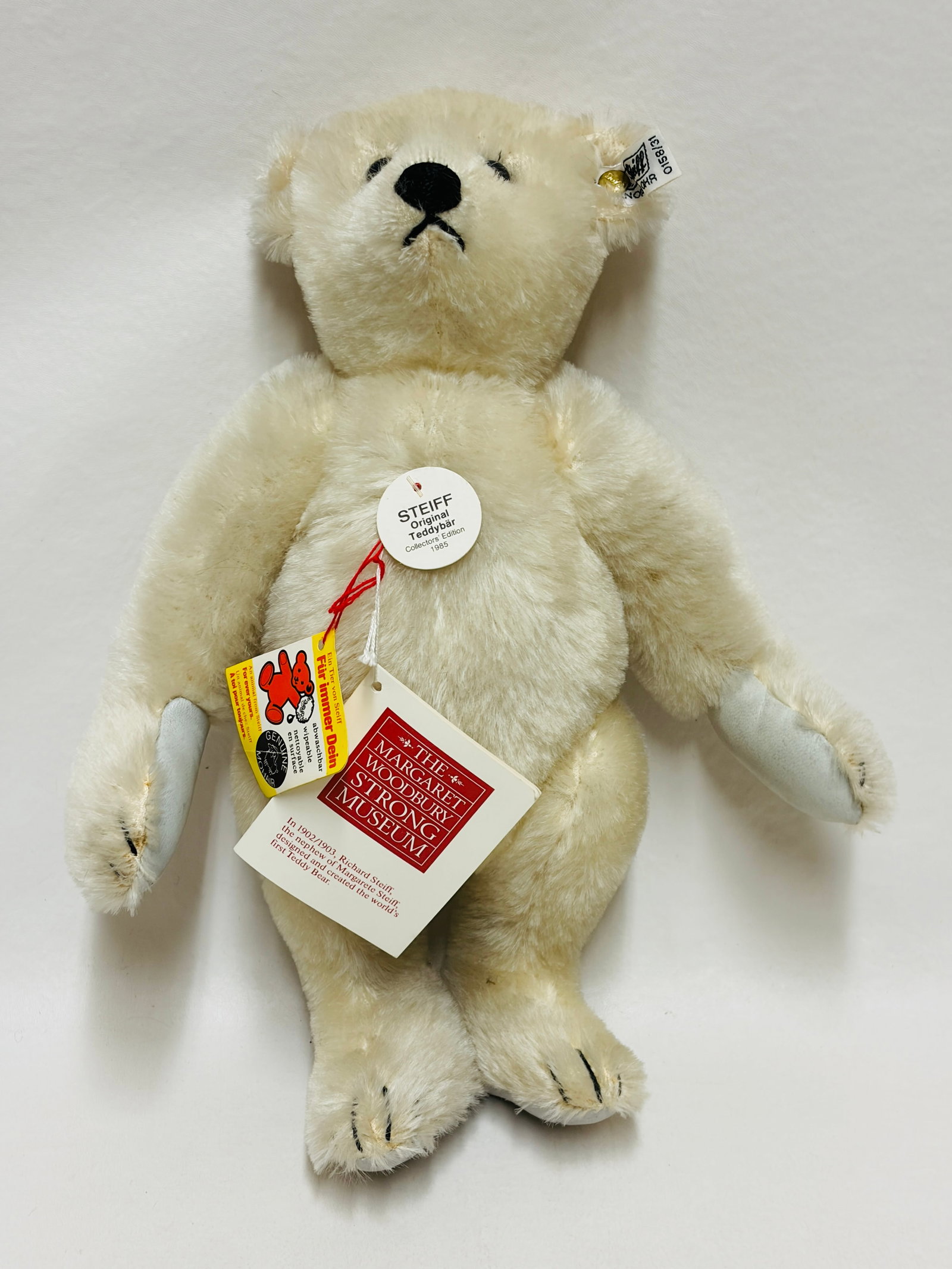 Steiff Teddy Bear signed, Margaret Woodbury Strong Museum: Steiff Teddy Bear signed, Margaret Woodbury Strong Museum ------------------ please review all pictures carefully because they are part of the description and show condition issues if any ------------