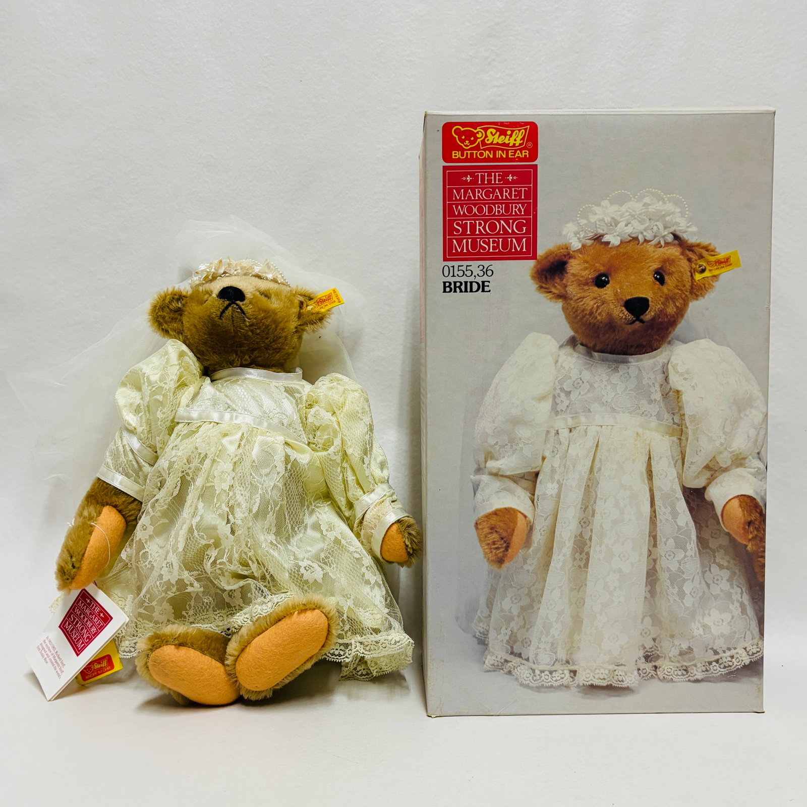 Steiff Bride Teddy Bear, Margaret Woodbury Strong Museum: Steiff Bride Teddy Bear, Margaret Woodbury Strong Museum ------------------ please review all pictures carefully because they are part of the description and show condition issues if any