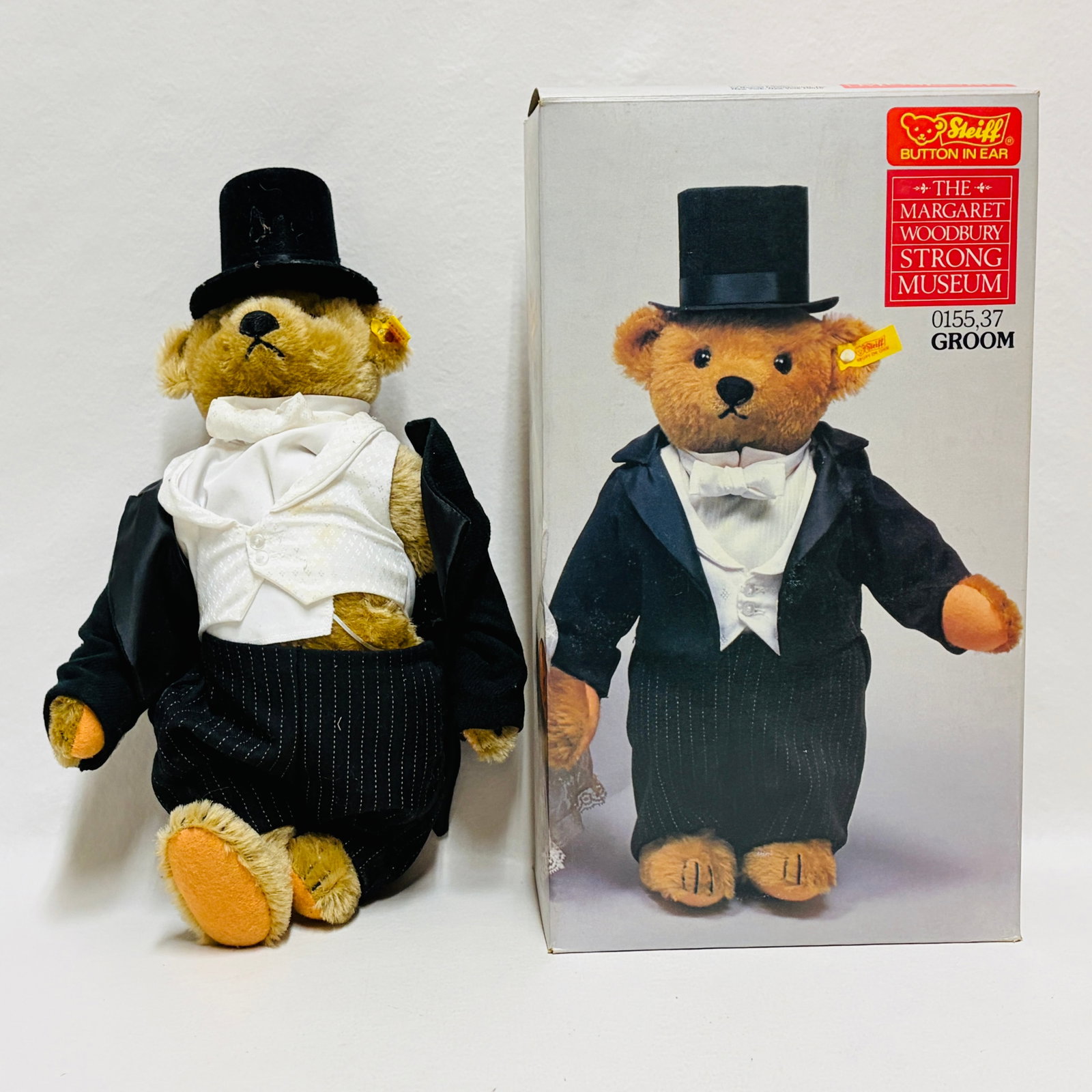 Steiff Groom Teddy Bear, Margaret Woodbury Strong Museum: Steiff Groom Teddy Bear, Margaret Woodbury Strong Museum, stained clothes ------------------ please review all pictures carefully because they are part of the description and show condition issues if