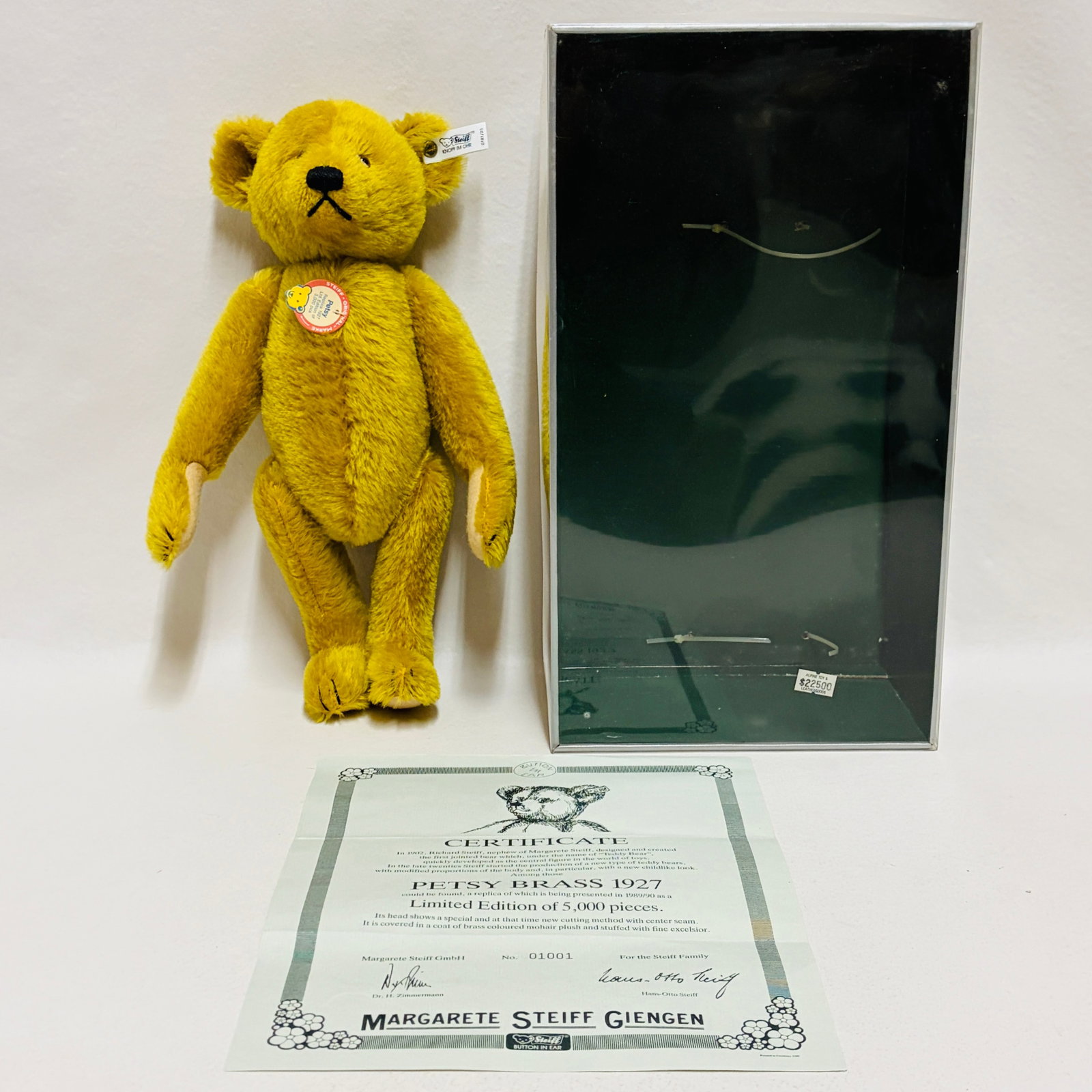 Steiff 1927 Petsy Brass Teddy Bear, Limited Edition, replica: Steiff 1927 Petsy Brass Teddy Bear, Limited Edition, replica ------------------ please review all pictures carefully because they are part of the description and show condition issues if any