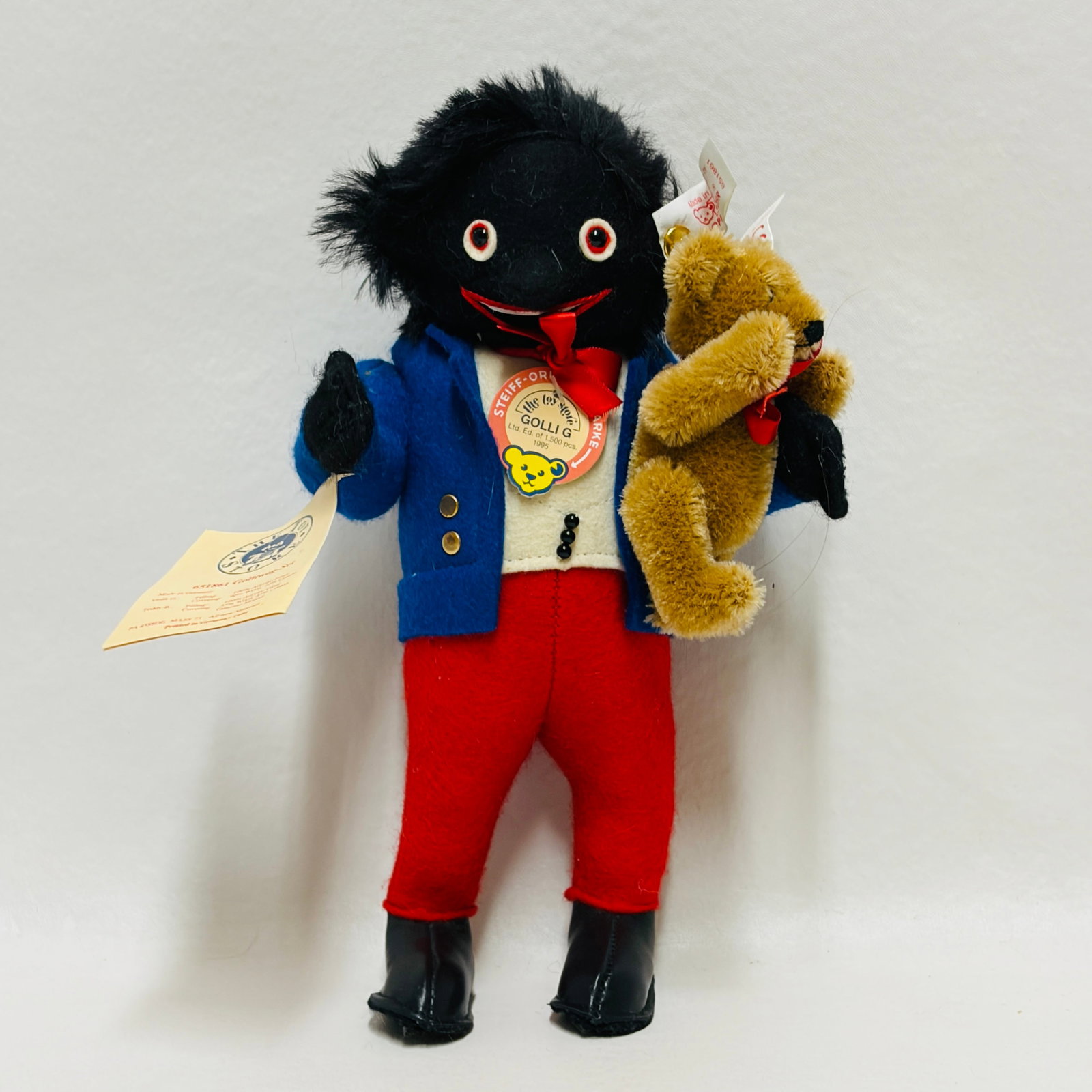 Steiff Golli G Felt Doll with Mohair Teddy Bear, Limited Edition (1 of 9)
