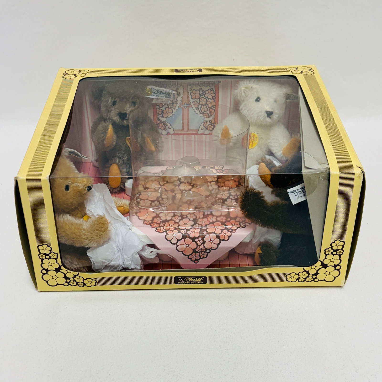 Steiff Teddy Bear Tea Party with Four Mohair Bears, Limited Edition: Steiff Teddy Bear Tea Party with Four Mohair Bears, Limited Edition ------------------ please review all pictures carefully because they are part of the description and show condition issues if any