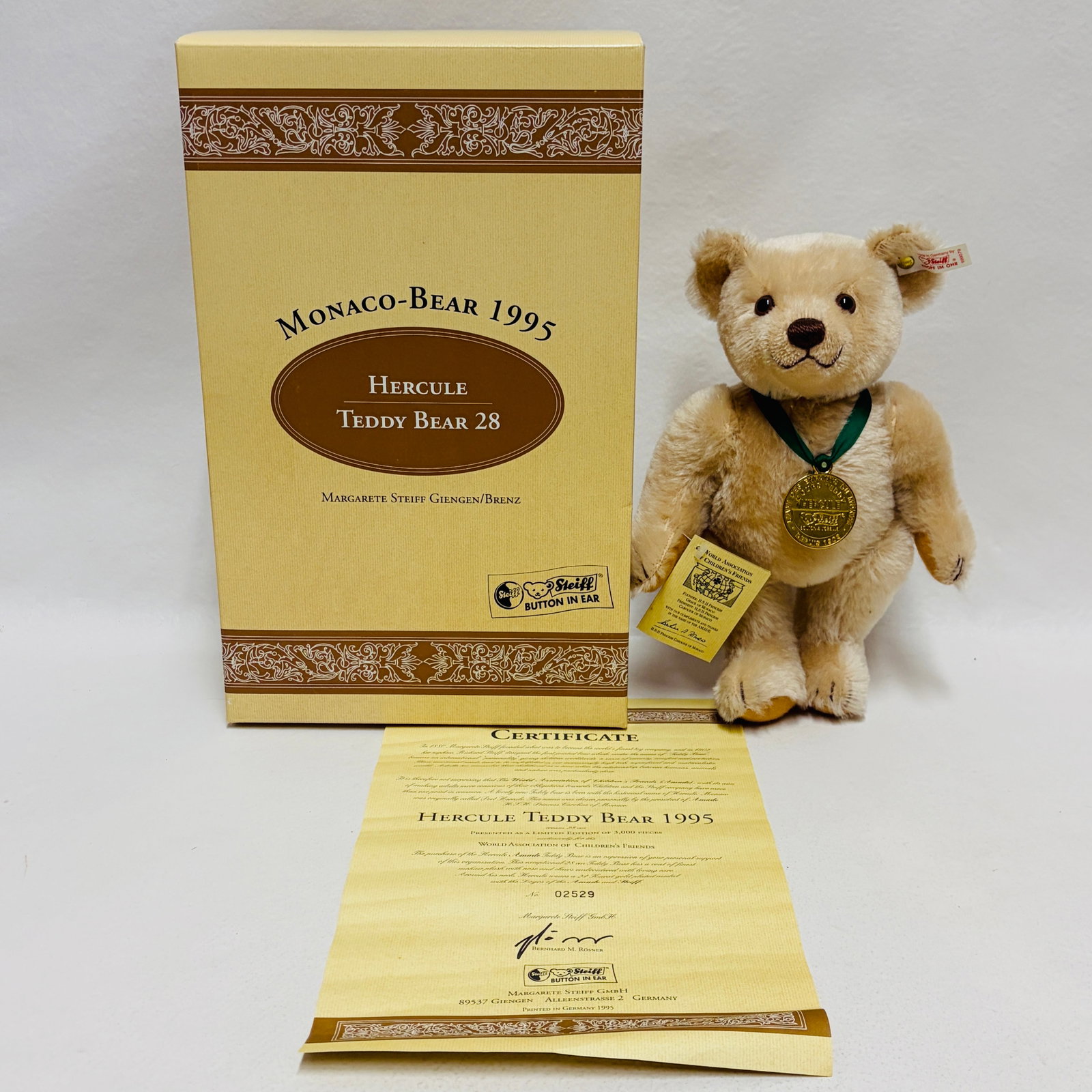 Steiff Monaco Bear 1995 Hercule Teddy Bear, Limited Edition (1 of 12)