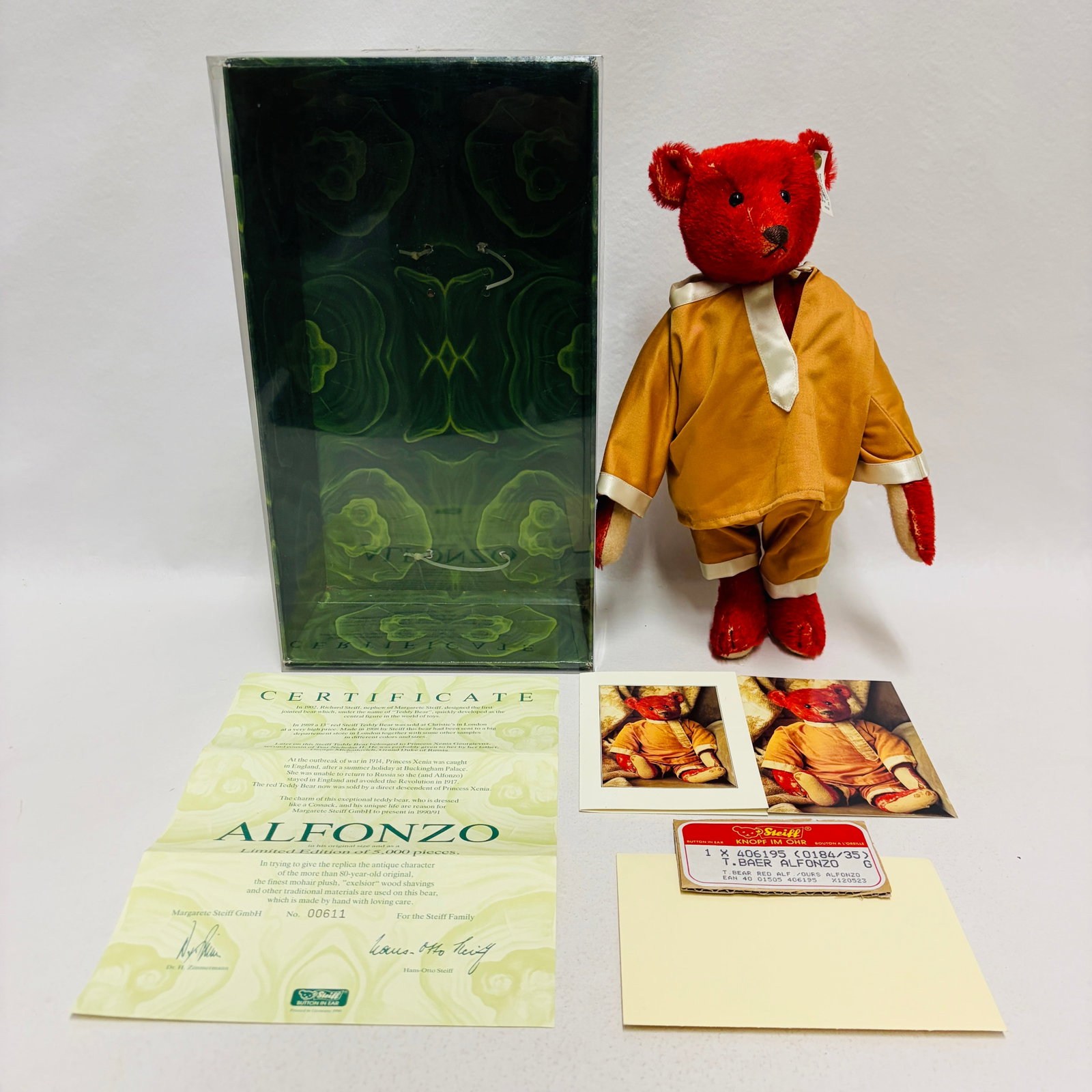 Steiff 1908 Alfonzo Teddy Bear, Limited Edition, replica: Steiff 1908 Alfonzo Teddy Bear, Limited Edition, replica ------------------ please review all pictures carefully because they are part of the description and show condition issues if any -------------