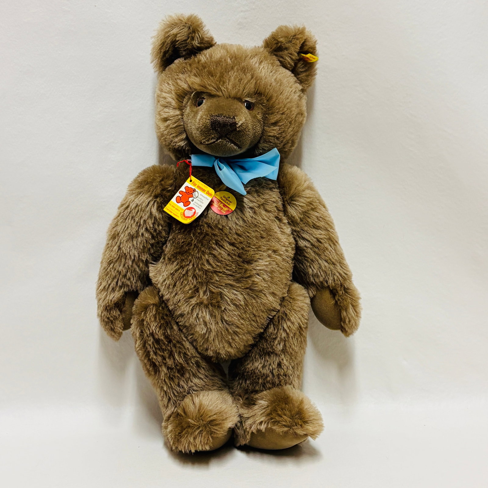 Steiff Original Brown Teddy Bear with Blue Ribbon Tie (1 of 7)