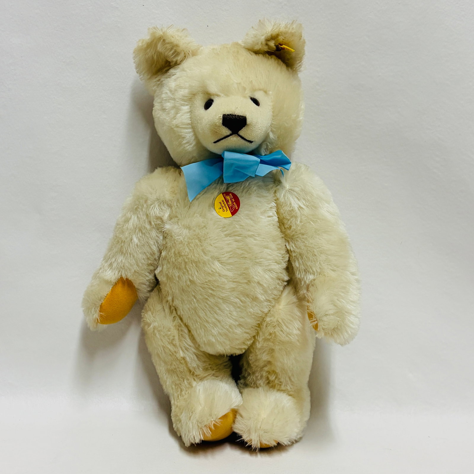 Steiff Original Ivory Teddy Bear with Blue Ribbon Tie (1 of 7)