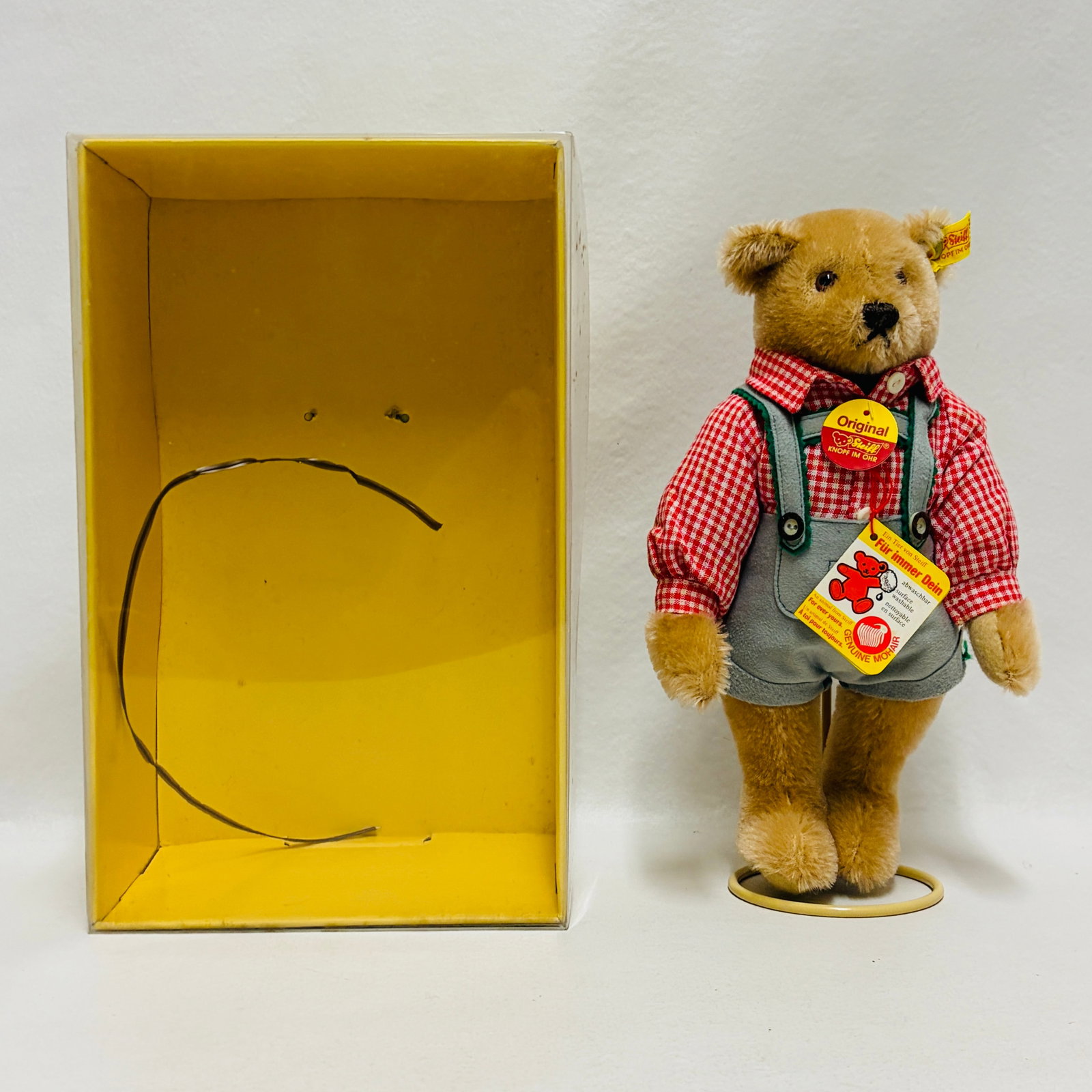 Steiff Teddy Bear Dressed in Traditional Lederhosen: Steiff Teddy Bear Dressed in Traditional Lederhosen ------------------ please review all pictures carefully because they are part of the description and show condition issues if any