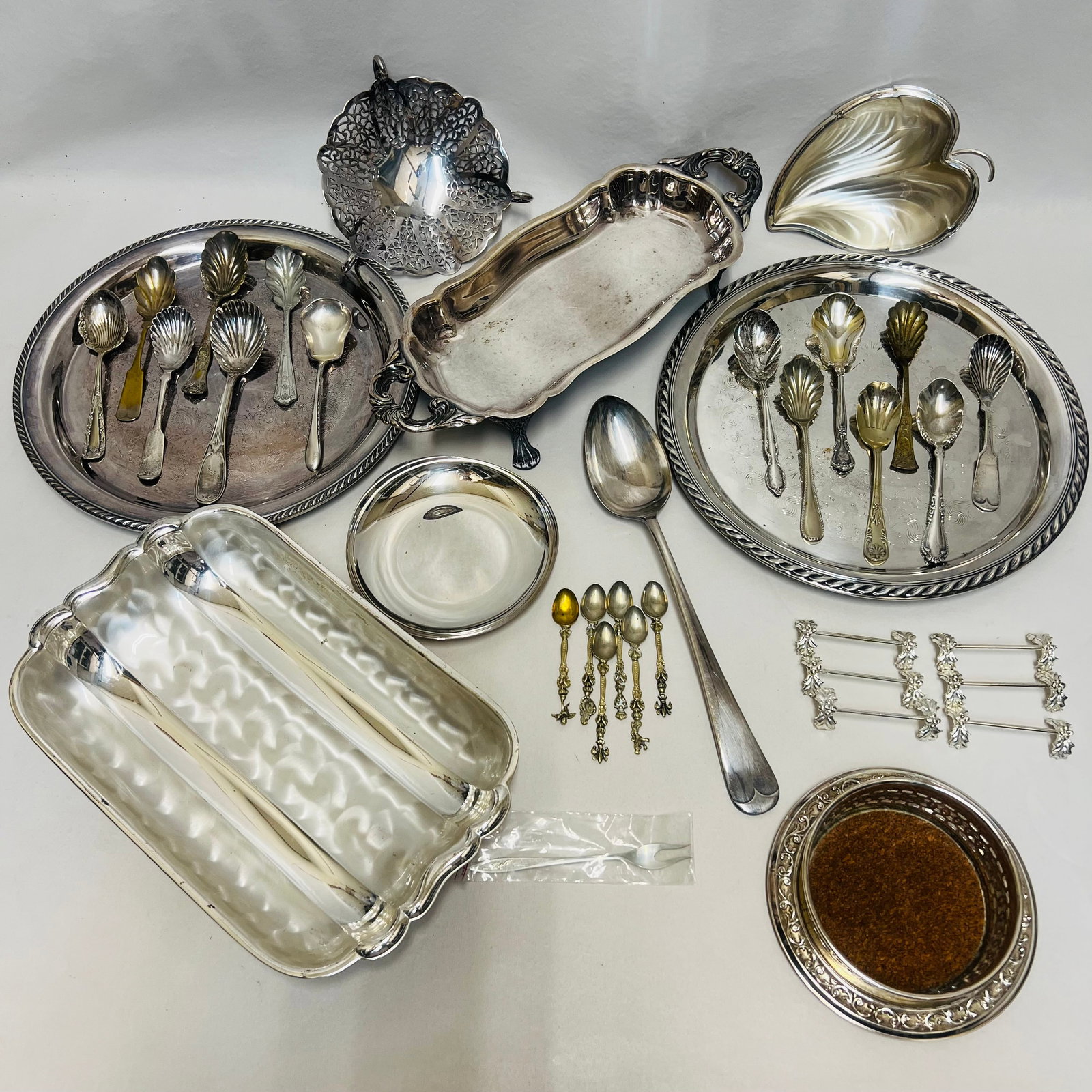 Silverplate Estate Lot WMF Ikora FB Rogers Sheffield Serving Trays Spoons (1 of 10)