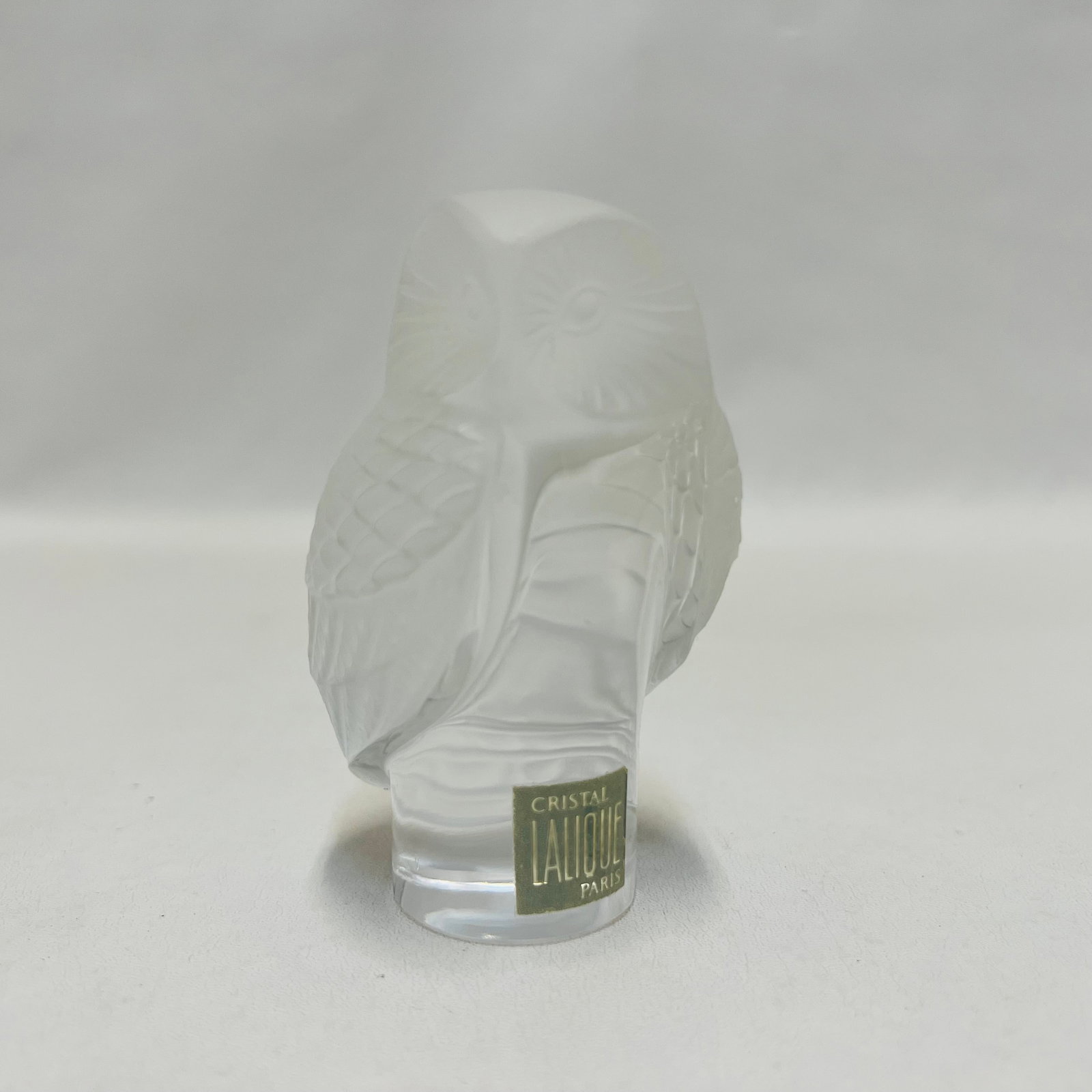 Lalique France Signed Frosted Crystal Chouette Owl Paperweight Figurine (1 of 6)