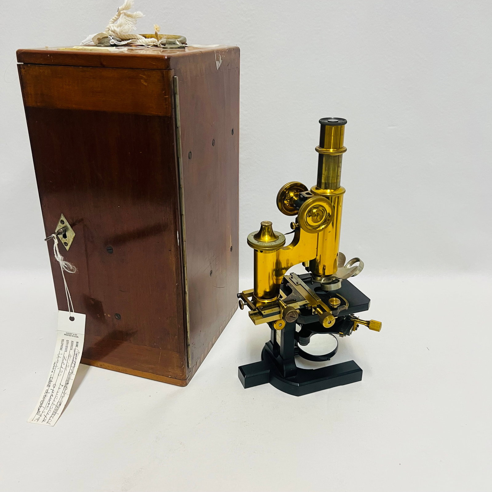 Carl Zeiss Jena Brass Compound Microscope No. 25824 Fitted Wooden Case (1 of 12)