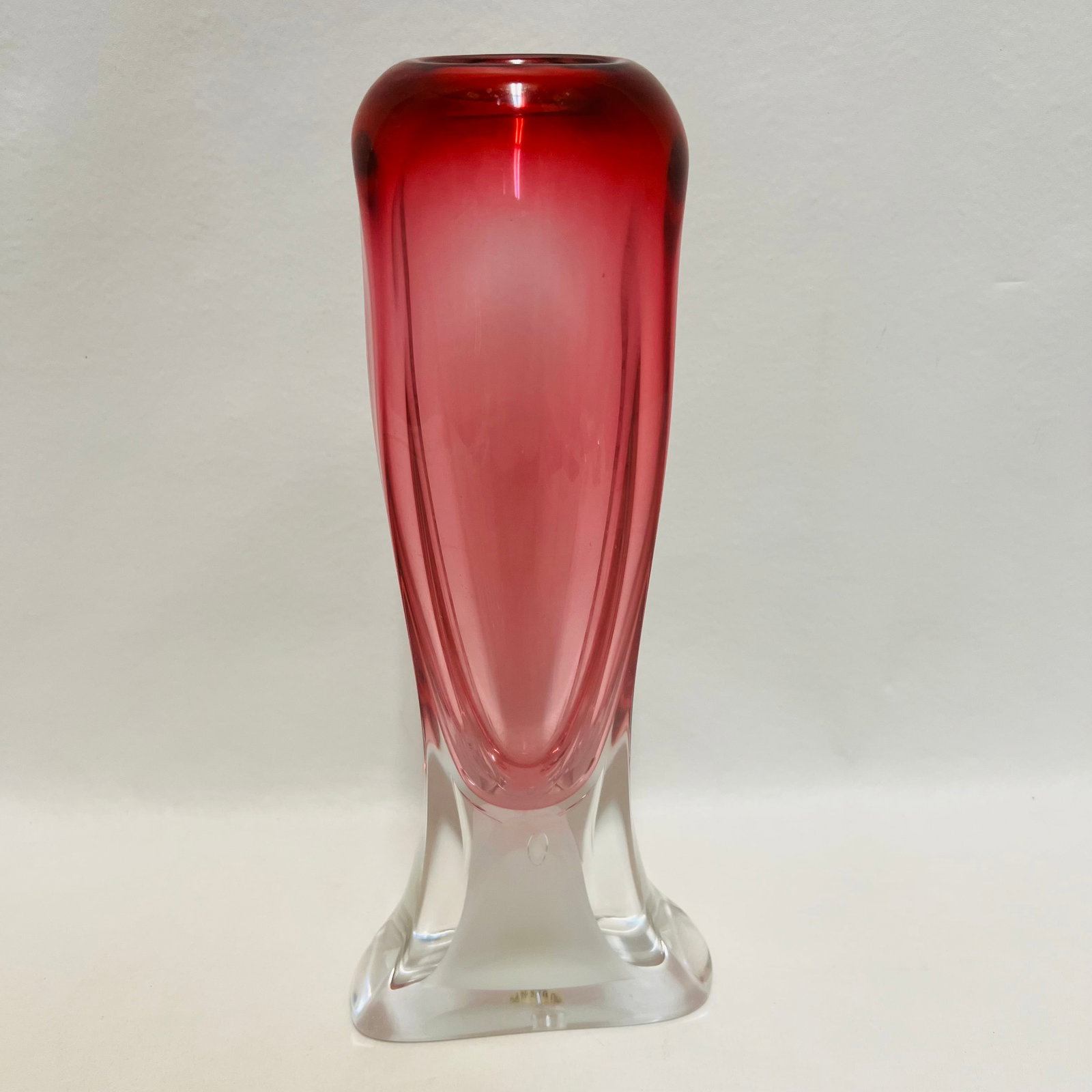 Adam Jablonski Signed Polish Art Glass Tall Red Cranberry Vase (1 of 5)