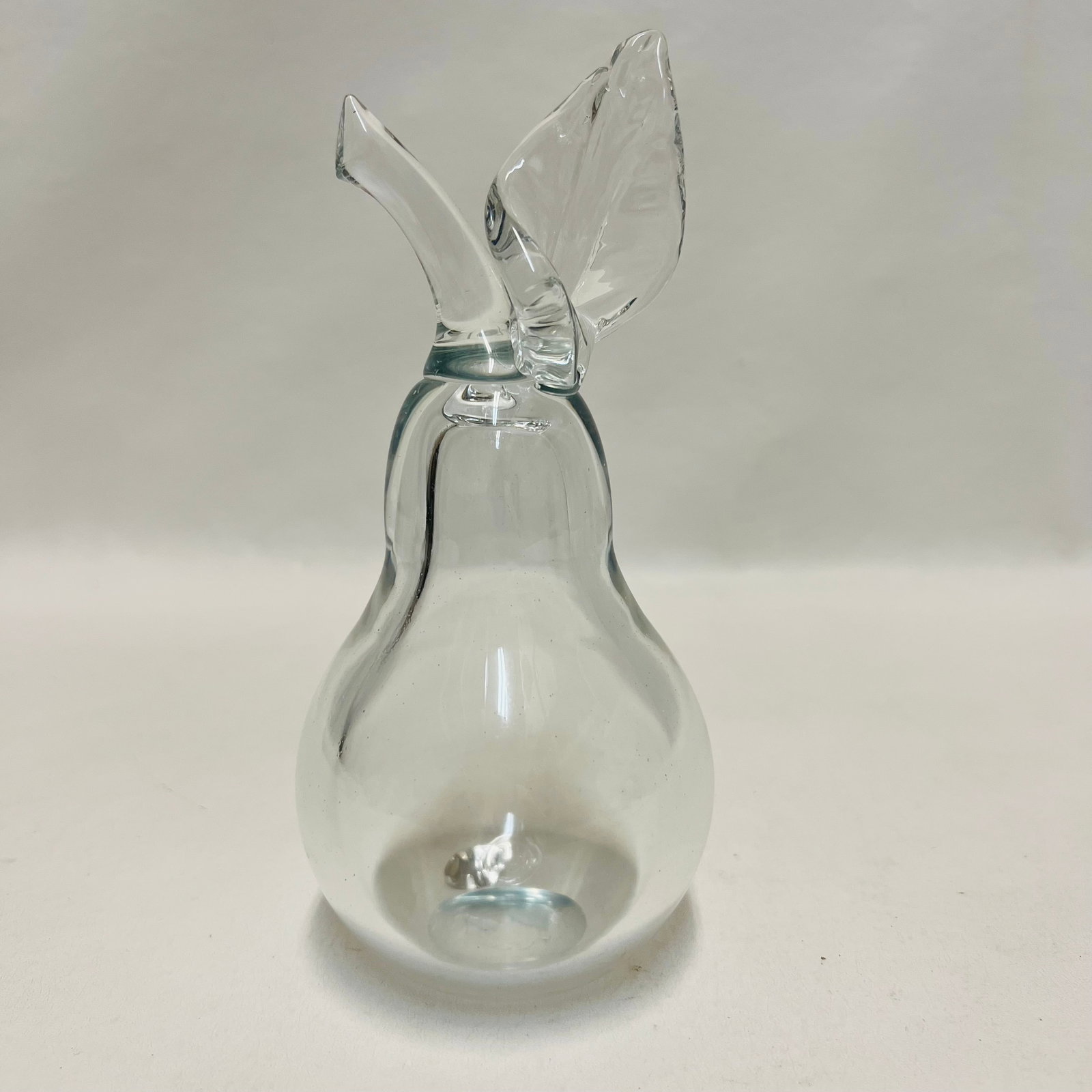 Adam Jablonski Signed Art Glass Pear Clear Paperweight (1 of 3)