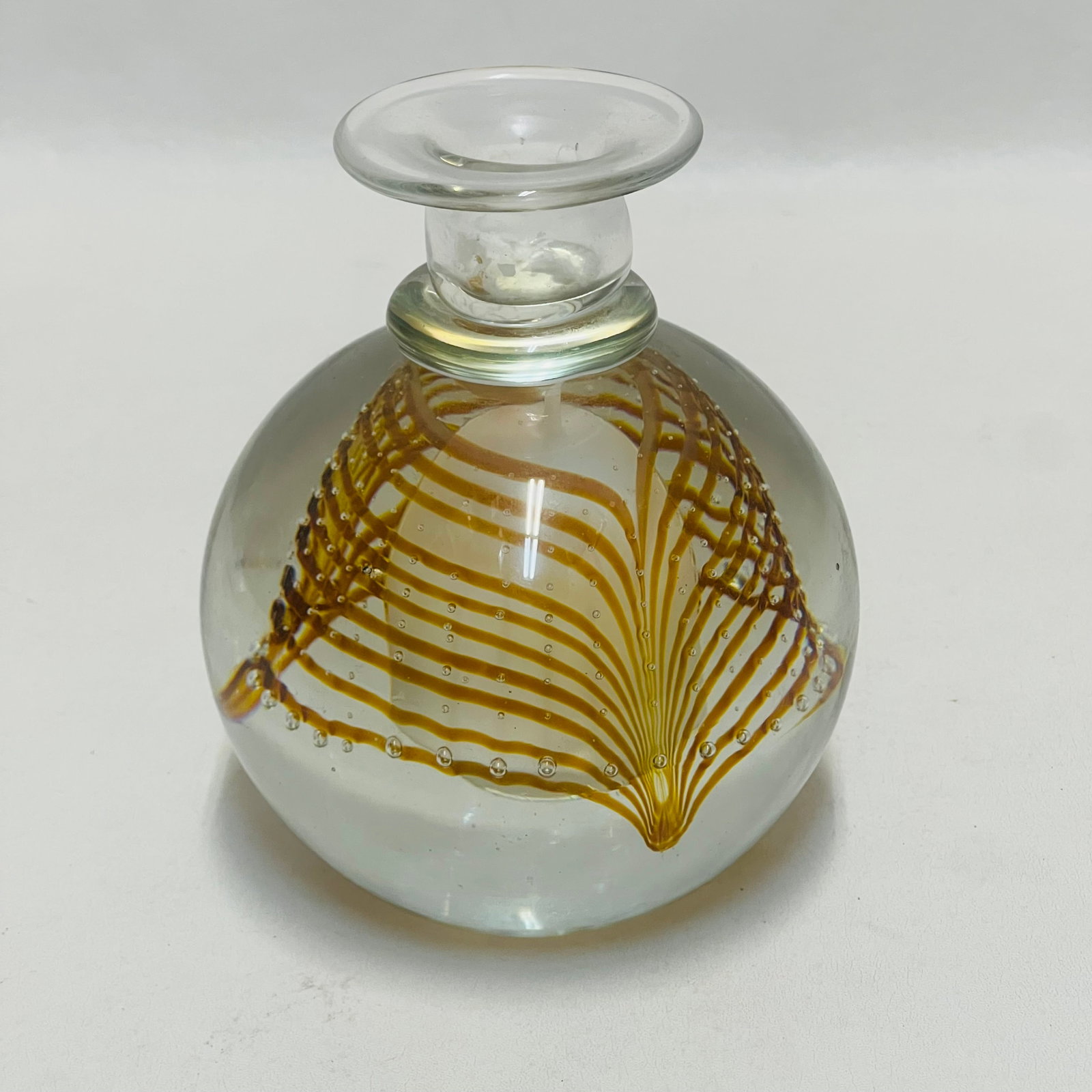Signed Adam Jablonski Art Glass Vase Amber Pulled Feather (1 of 5)