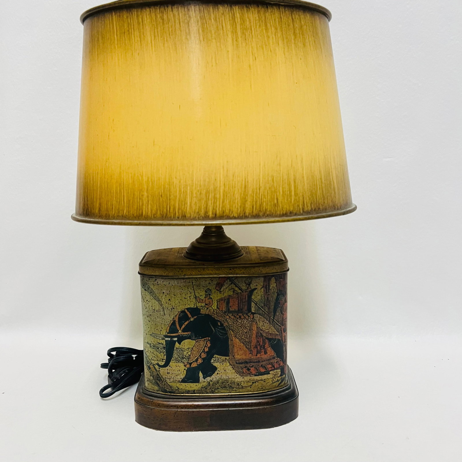 Lithographed Tin Elephant Tea Caddy Table Lamp (1 of 5)