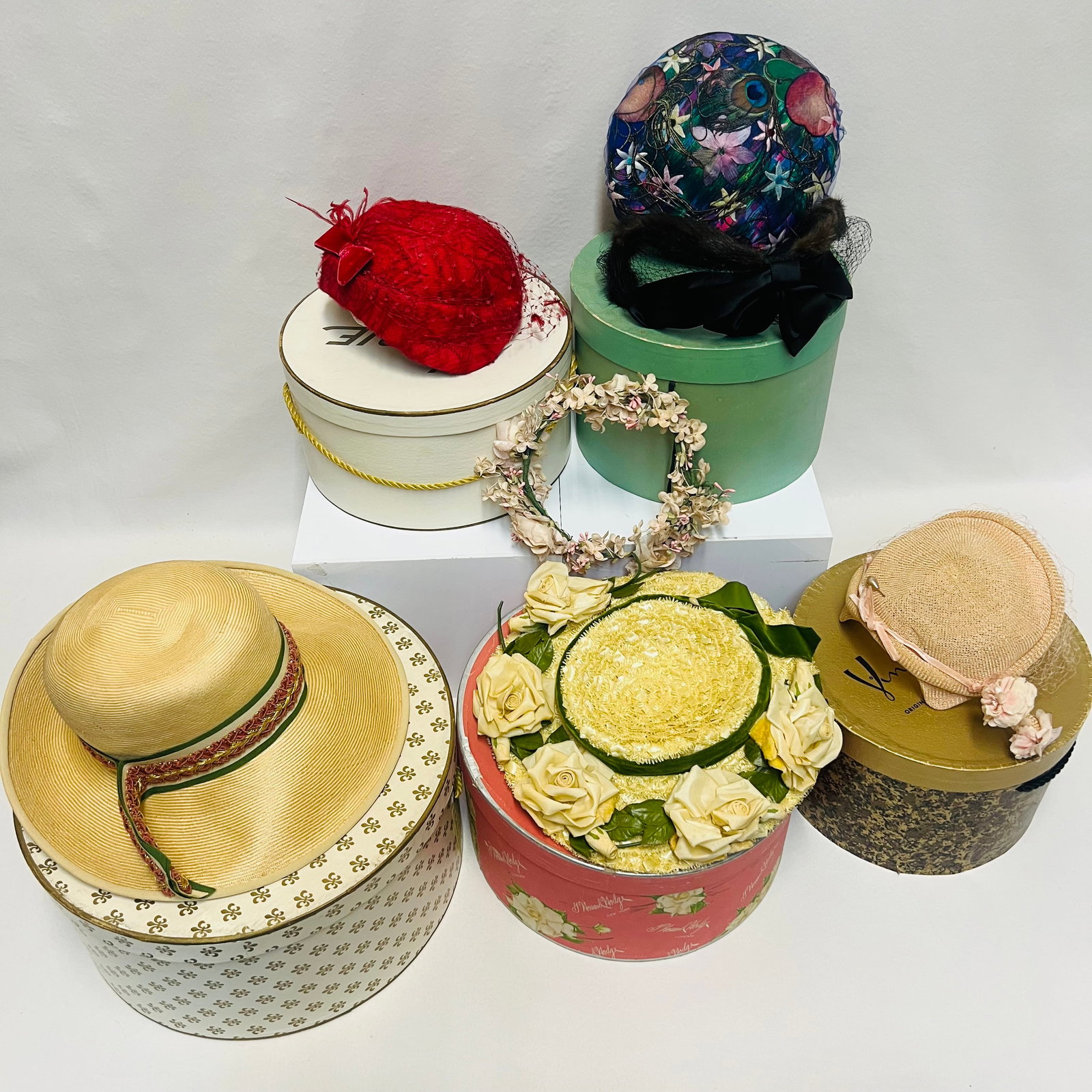 Vintage 1950s 1960s Millinery Hats, Chanda, Gene Doris, Hoyle, Straw Velvet Silk (1 of 13)