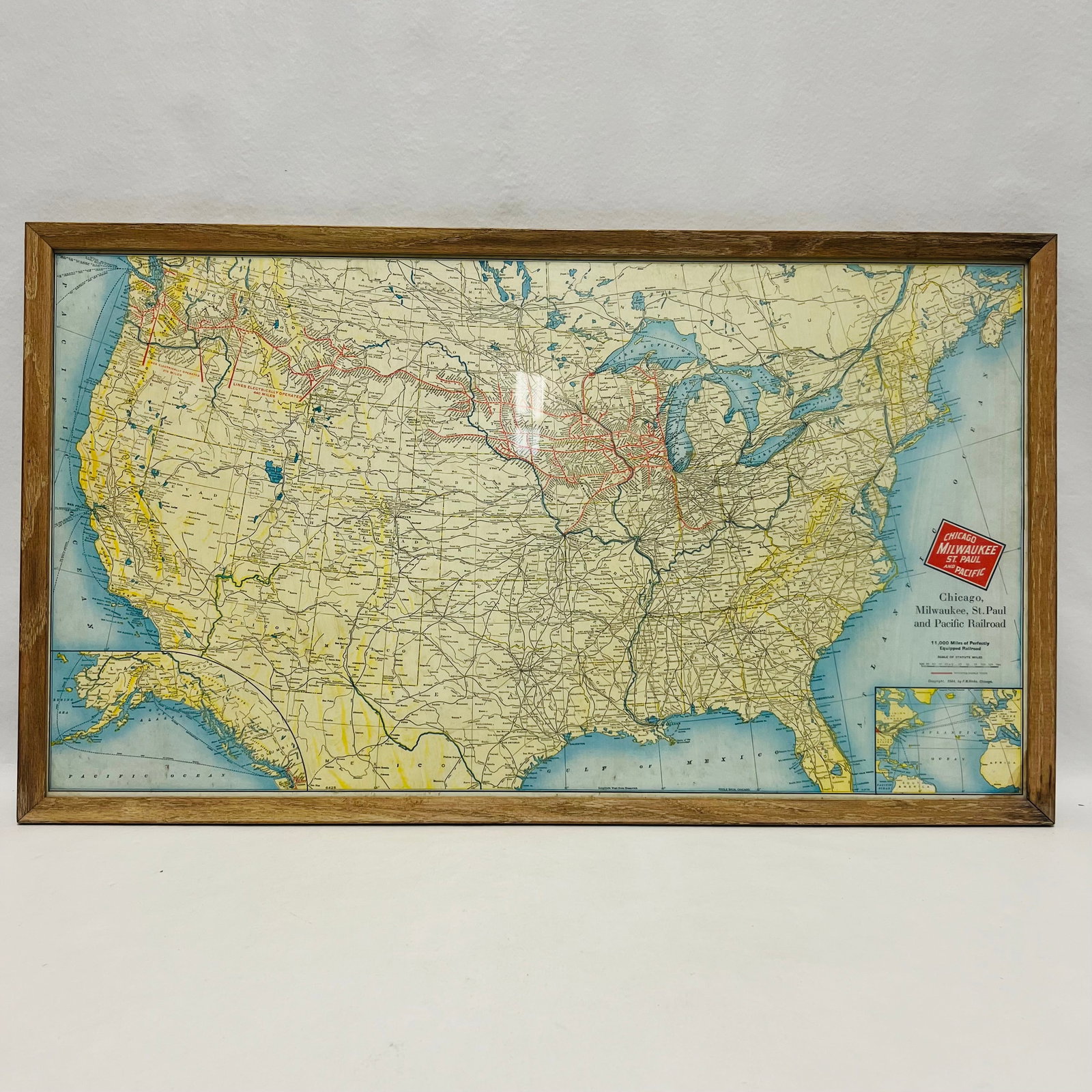 1944 Chicago, Milwaukee, St. Paul and Pacific Railroad Framed System Map (1 of 5)