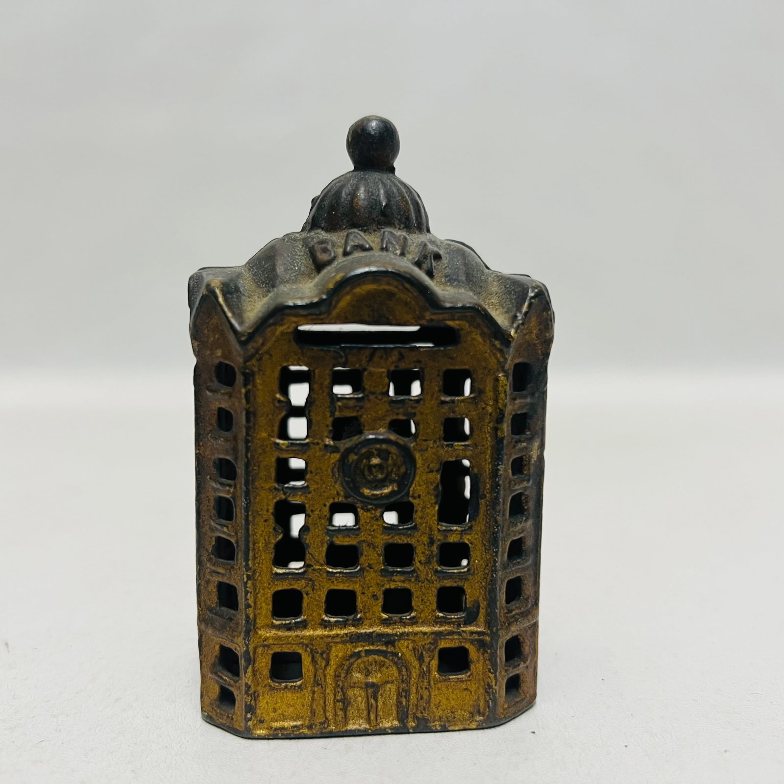 Antique Cast Iron Skyscraper Building Still Bank with Original Gold Paint Finish (1 of 5)