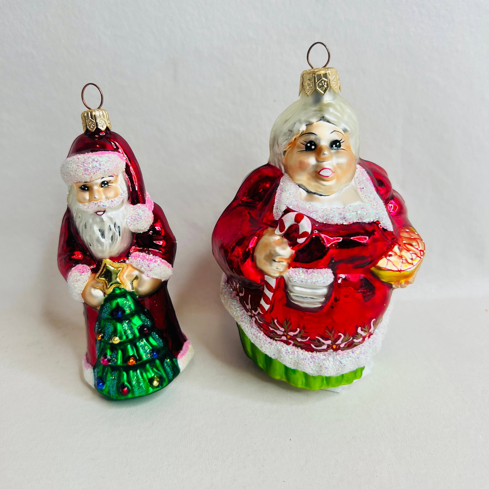 Two Christopher Radko Ornaments, Ruby Santa, The Clauses: Two Christopher Radko Ornaments, Ruby Santa, The Clauses double sided