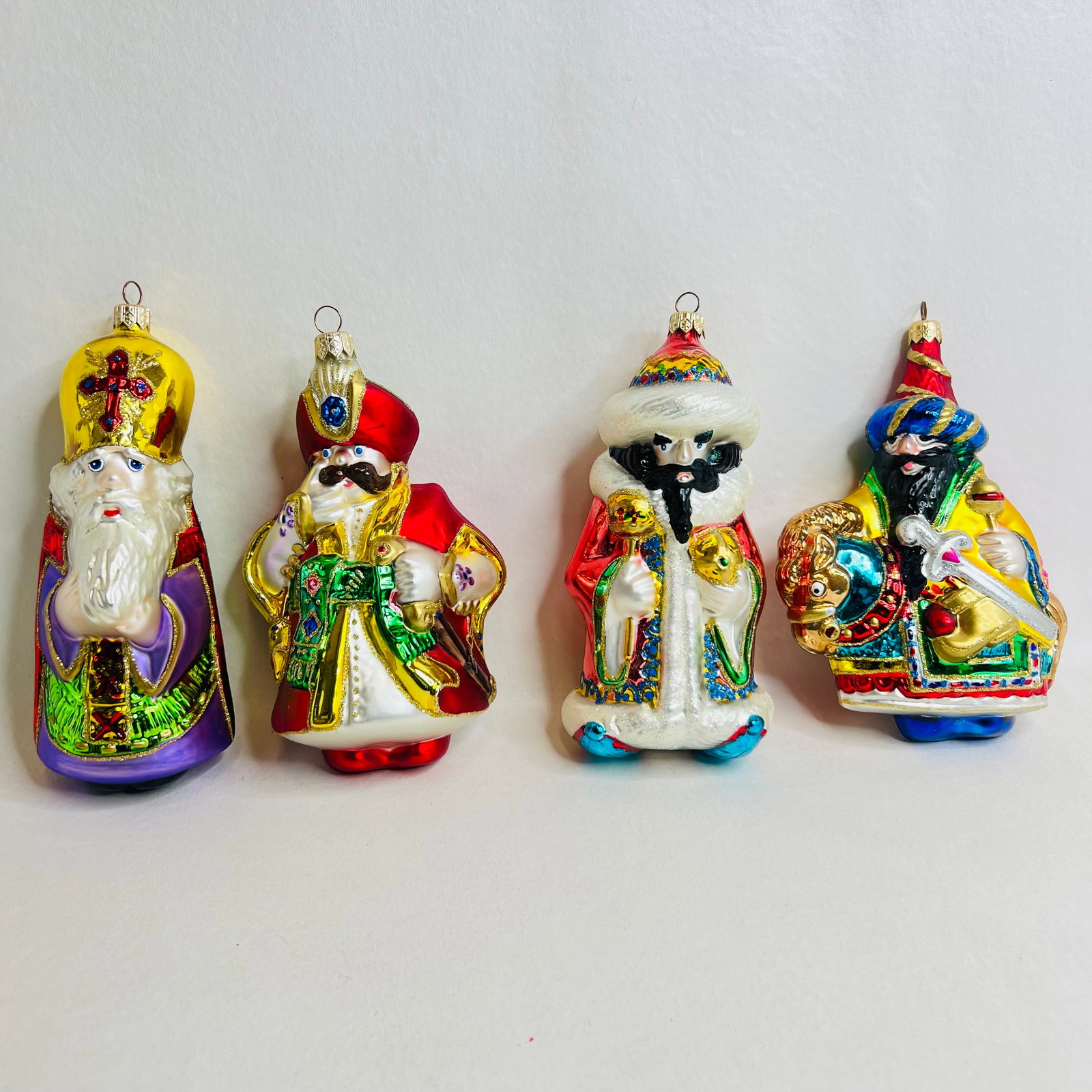 Four Kurt Adler Polonaise Glass Ornaments Bishop, Sultans and Kings: Four Kurt Adler Polonaise Glass Ornaments Bishop, Sultans and Kings