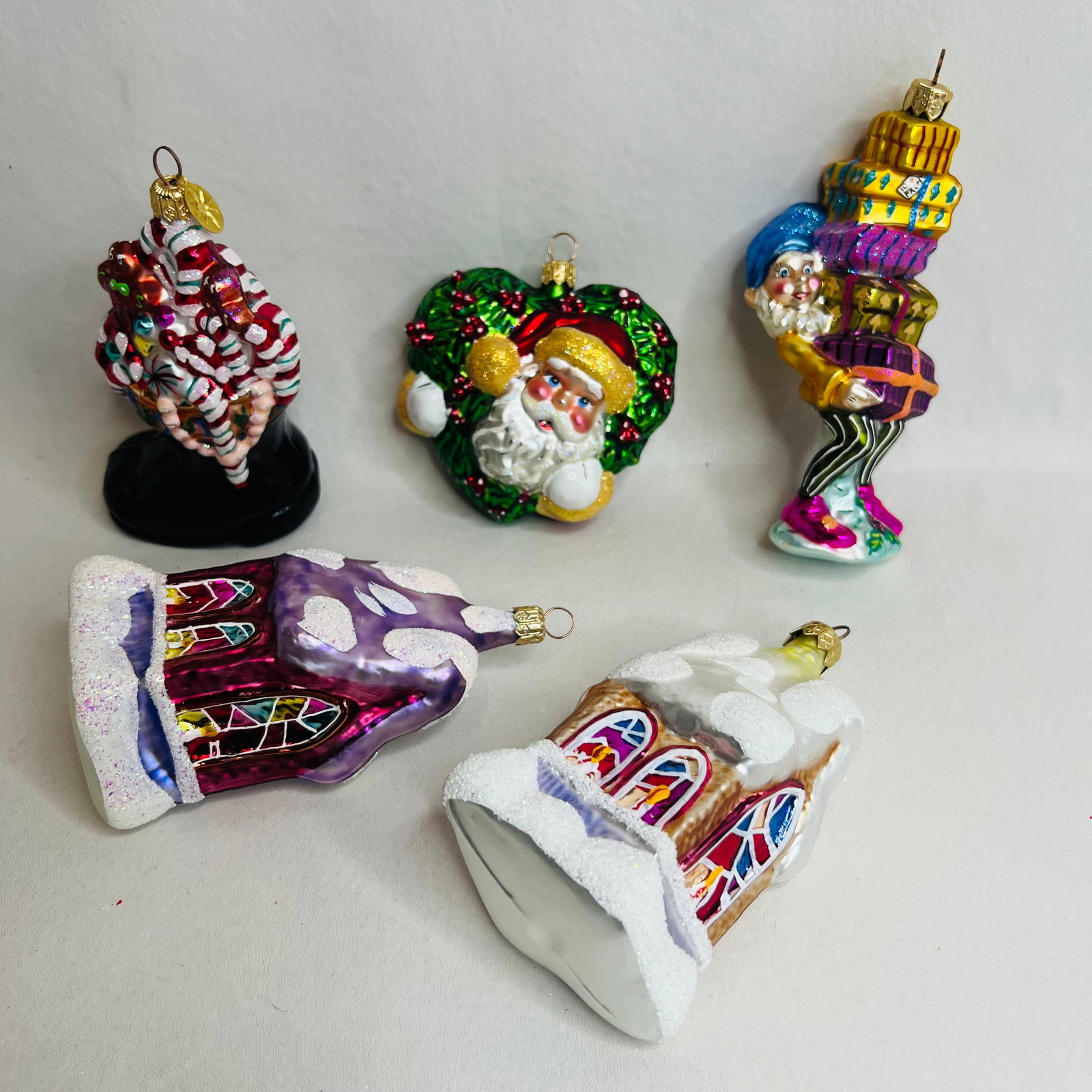 Five Christopher Radko Christmas Ornaments: Five Christopher Radko Christmas Ornaments, two Midnight Mass, Mint Condition, Holly Jolly Santa, Balancing Act