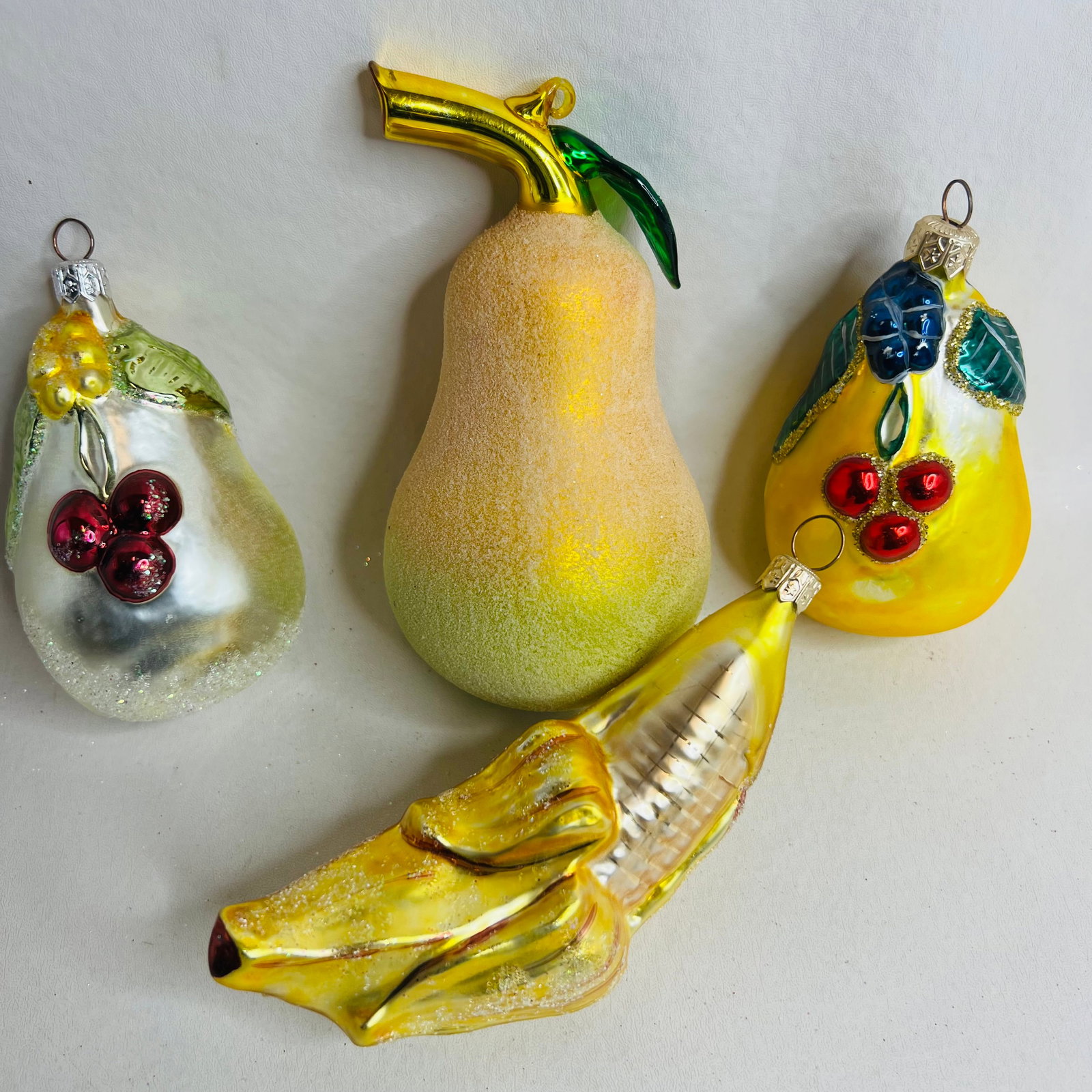 Lot of 4 Blown Glass Fruit Christmas Ornaments (1 of 4)