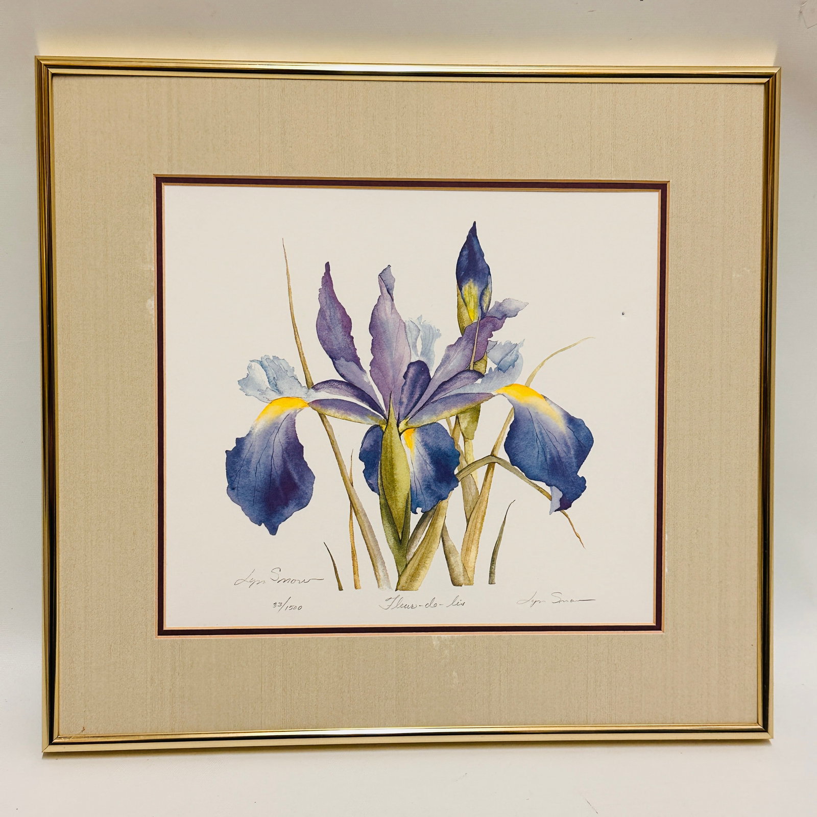 Lyn Snow Signed Limited Edition Print Fleur-de-lis Iris 33/1500 Framed (1 of 6)