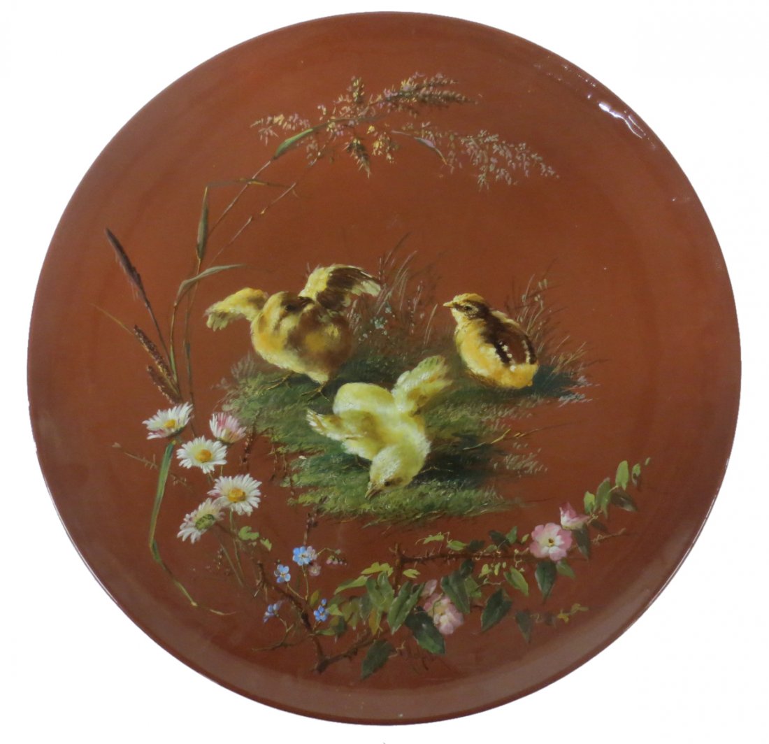 Minton Hand painted Charger, depicting Chicks, signed: Minton Hand painted Charger, depicting Chicks, signed, 15dia.x1.25 H, incised with Minton name