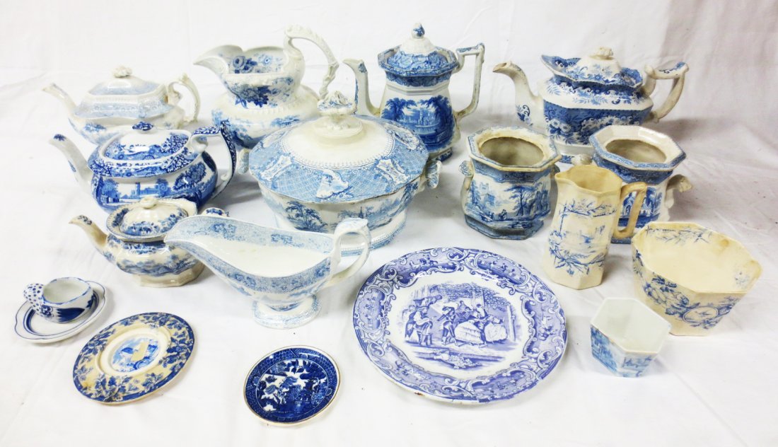 Large Collection of Blue and White Transferware incl:: Large Collection of Blue and White Transferware incl: Spode, ironstone