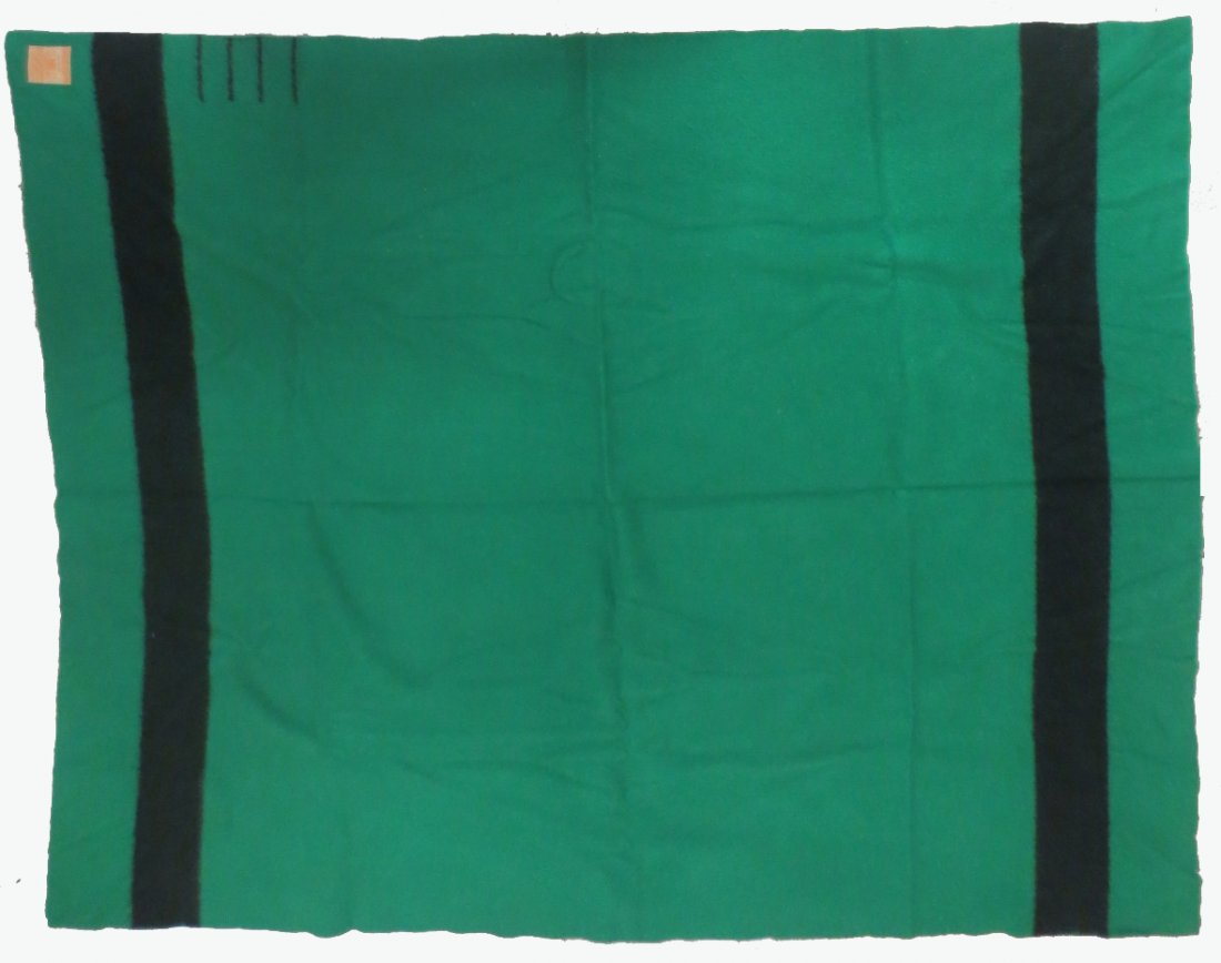 Hudson's "Bay Point Blanket" with Hudson's Bay Point: Hudson's "Bay Point Blanket" w Hudson's Bay Point Co label - 100% wool, 84x67, green