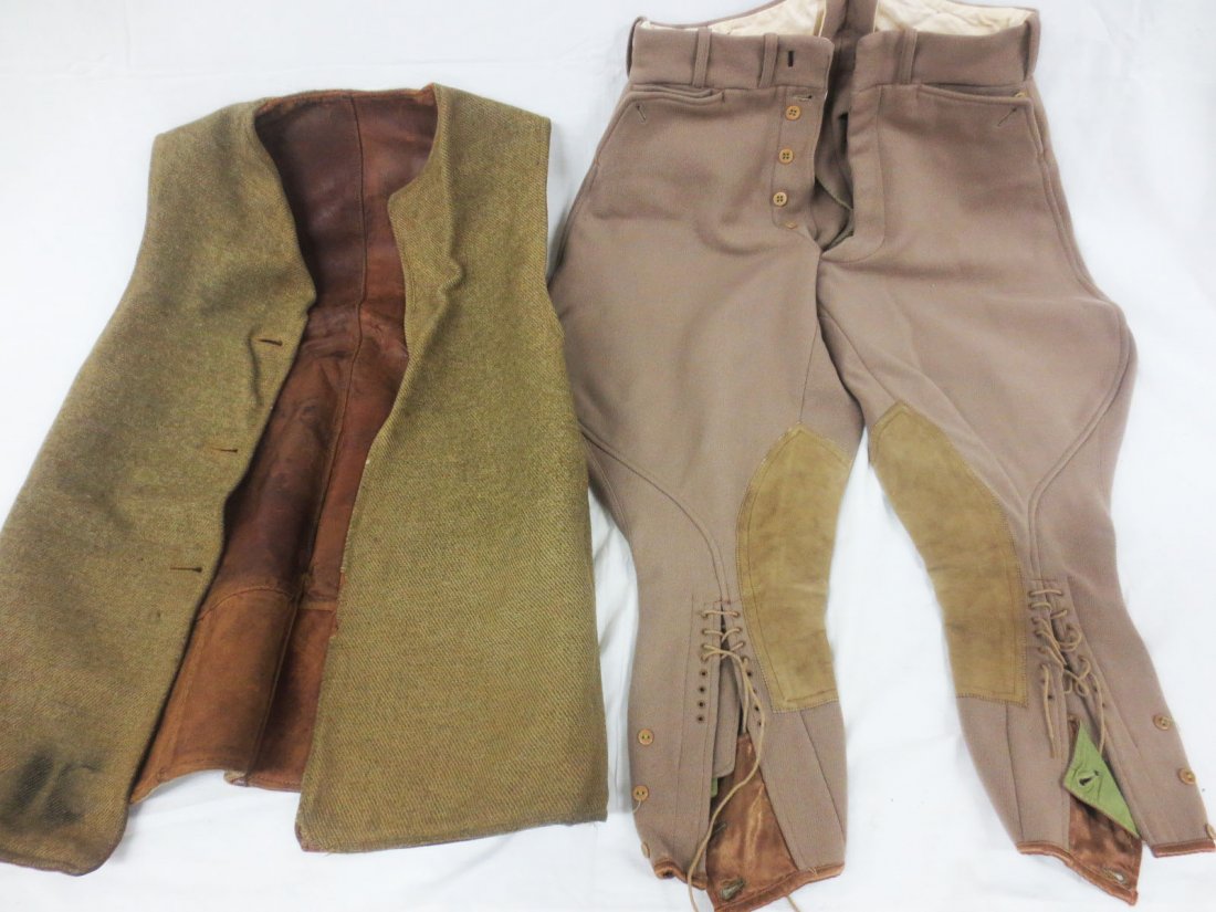 WWI Flying Vest and 1920s Wool Riding Pants: Wool Riding Pants circa 1920 and WWI Flying Vest