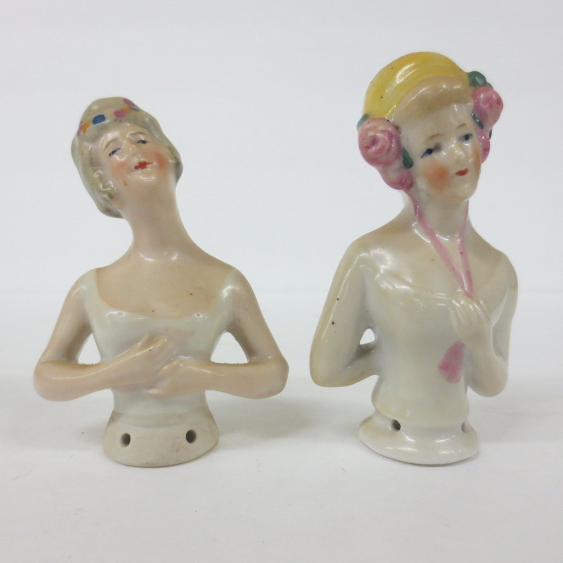 Two (2) half doll / pin cushion dolls: Two (2) half doll / pin cushion dolls, 3.25 H
