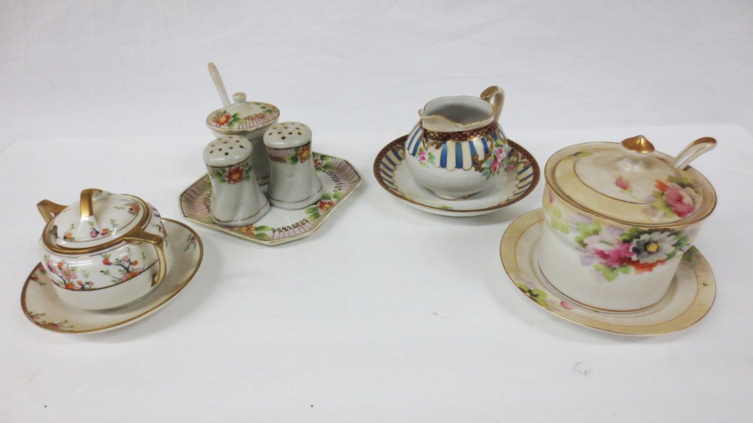 Hand painted Nippon condiment service: Hand painted Nippon condiment service