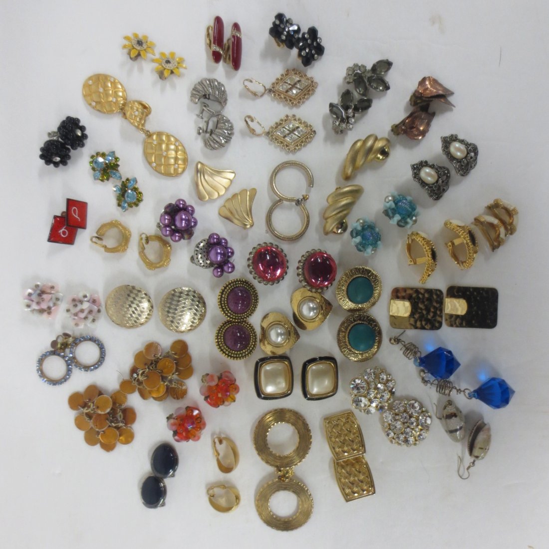 Jewelry -Earrings - Trifari, Austria, Scarab, Germany,: Jewelry -Earrings - Trifari, Austria, Scarab, Germany, Sarah Coventry, copper, over 50 pairs, some missing backs (see pictures)