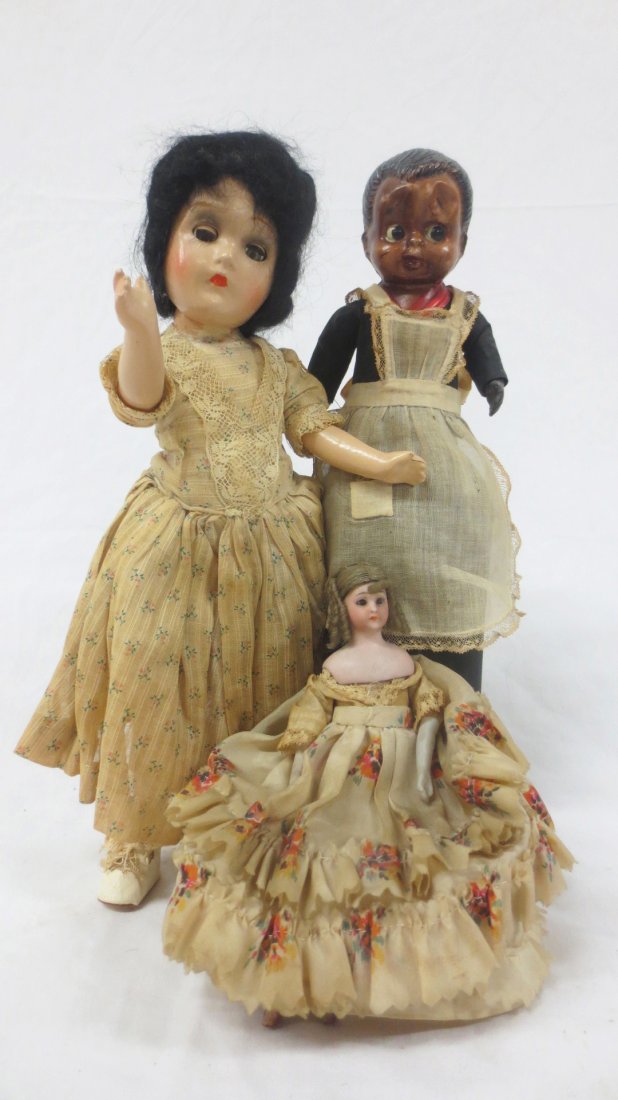 Three Dolls, Black bottle doll, antique all bisque and (1 of 9)