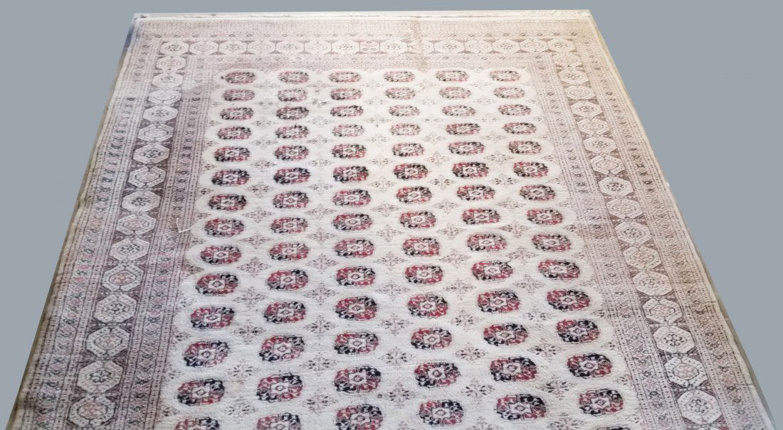 Mid 20th C. Ivory Bokhara Design Oriental Rug (1 of 3)