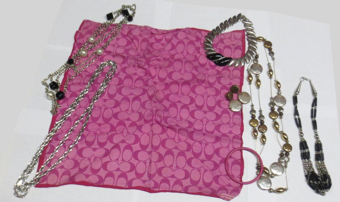 Costume jewelry and Coach scarf (1 of 3)