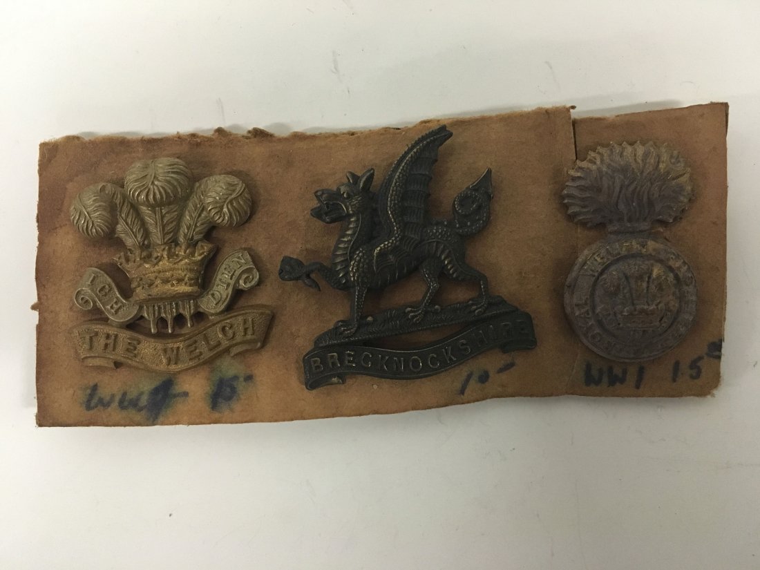 Three (3) Military pins, WWI Welch, Brecknockshire (1 of 4)