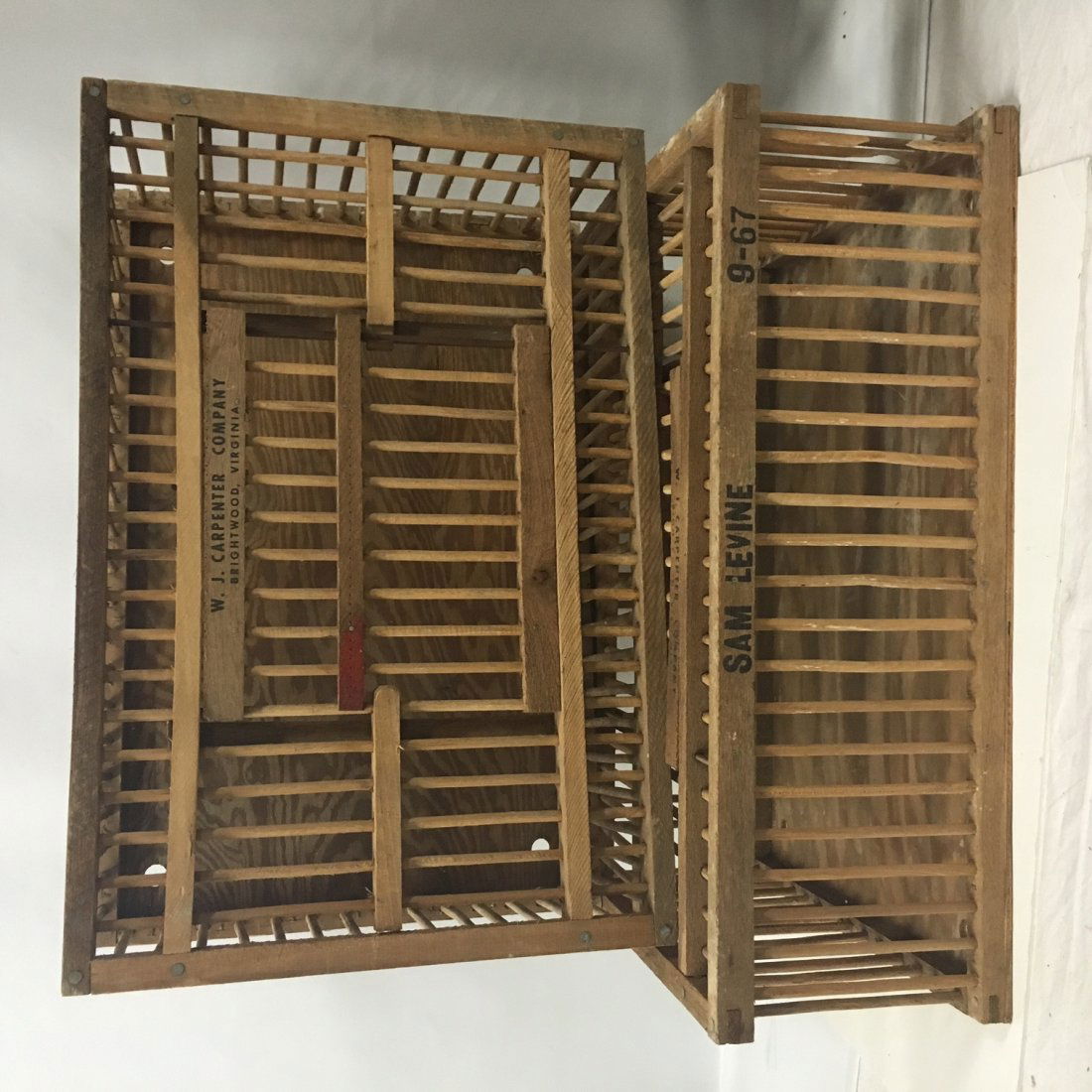 Two (2) rustic wooden chicken carrier cages (1 of 5)