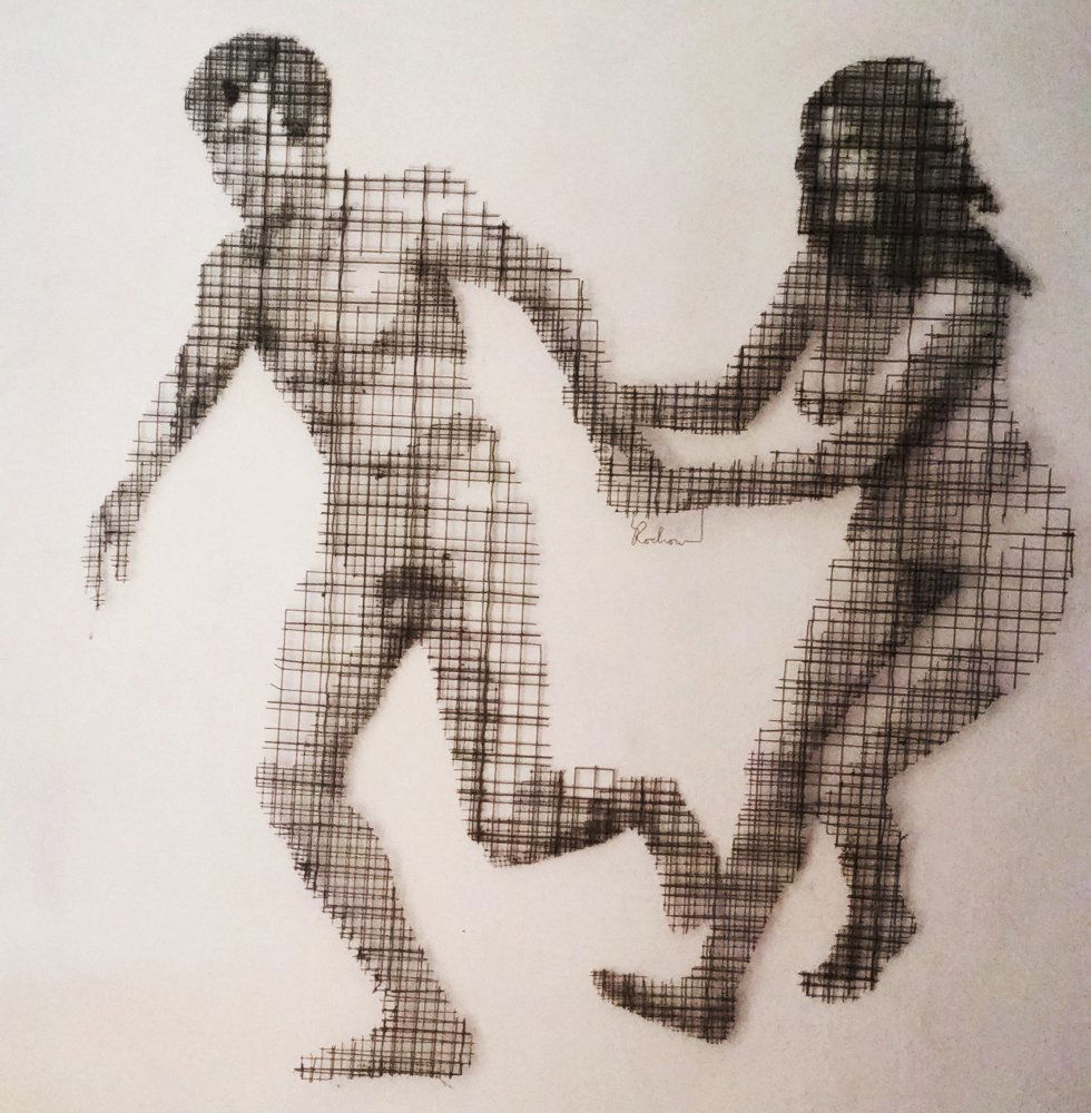 Adam & Eve Wire Mesh Sculpture by Stephen Rochow (1 of 2)