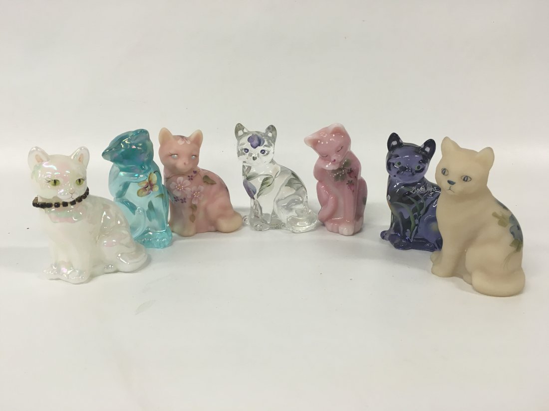Impressive Seven (7) Fenton Glass Cats, Hp D Fredrick, (1 of 10)