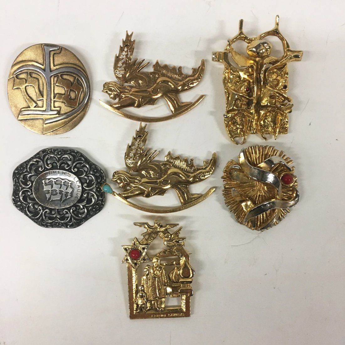 Jewish Org. Ceremonial Pins, Judaica - Chaim Gross: Jewish Organization Ceremonial Pins, Judaica - one marked Chaim Gross