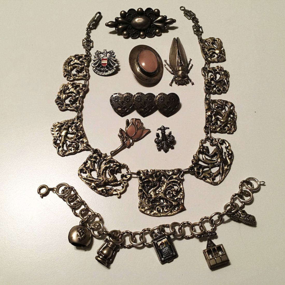Silver Jewelry, Pins, Charm bracelet, Bug (1 of 4)