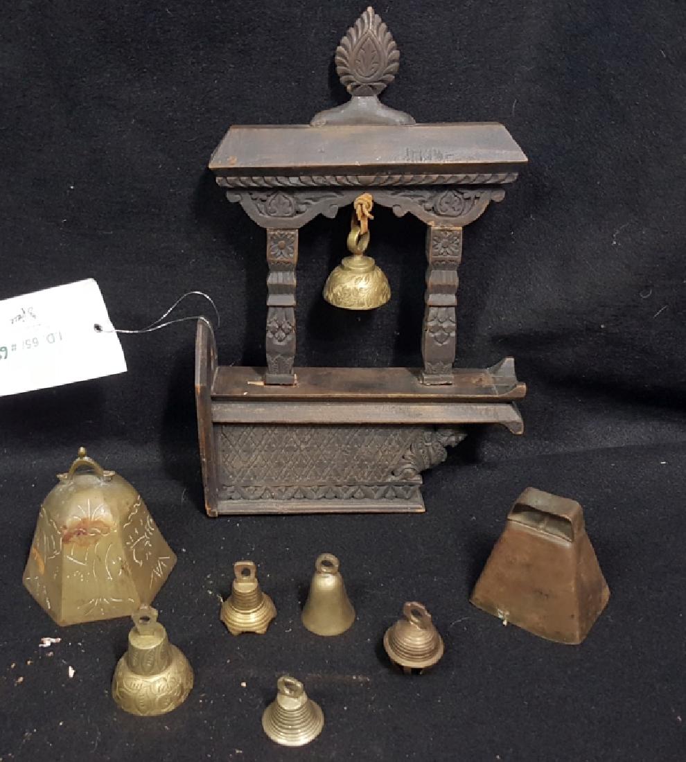 Hand Carved Chinese Wooden Bell Hanger & others (1 of 3)