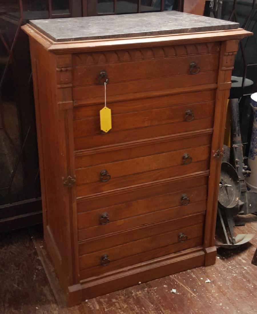 Marble Top Dresser With Side Lock Bar (1 of 8)