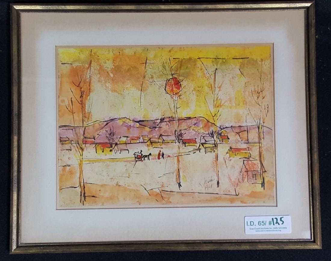 Ken Nishi Ink / Watercolor " "Road to Village": Original Ken Nishi dated 1961 and signed in the bottom right. Sight 12 3/8" X 9 3/8"